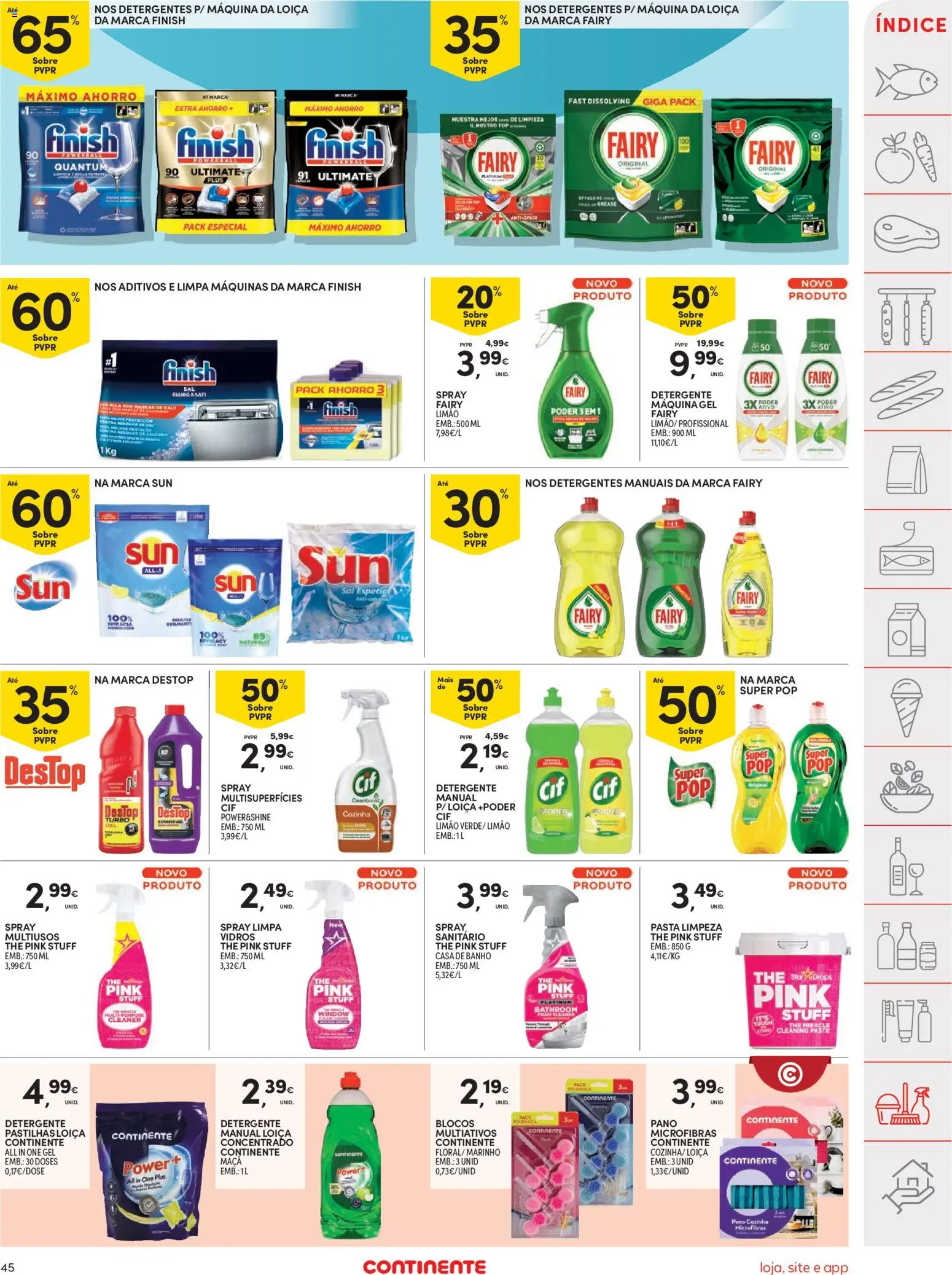 Continente folheto │ válido de 26.05.2026 | Página: 45 | Produtos: Detergente, Sal, Limpa vidros, Banho