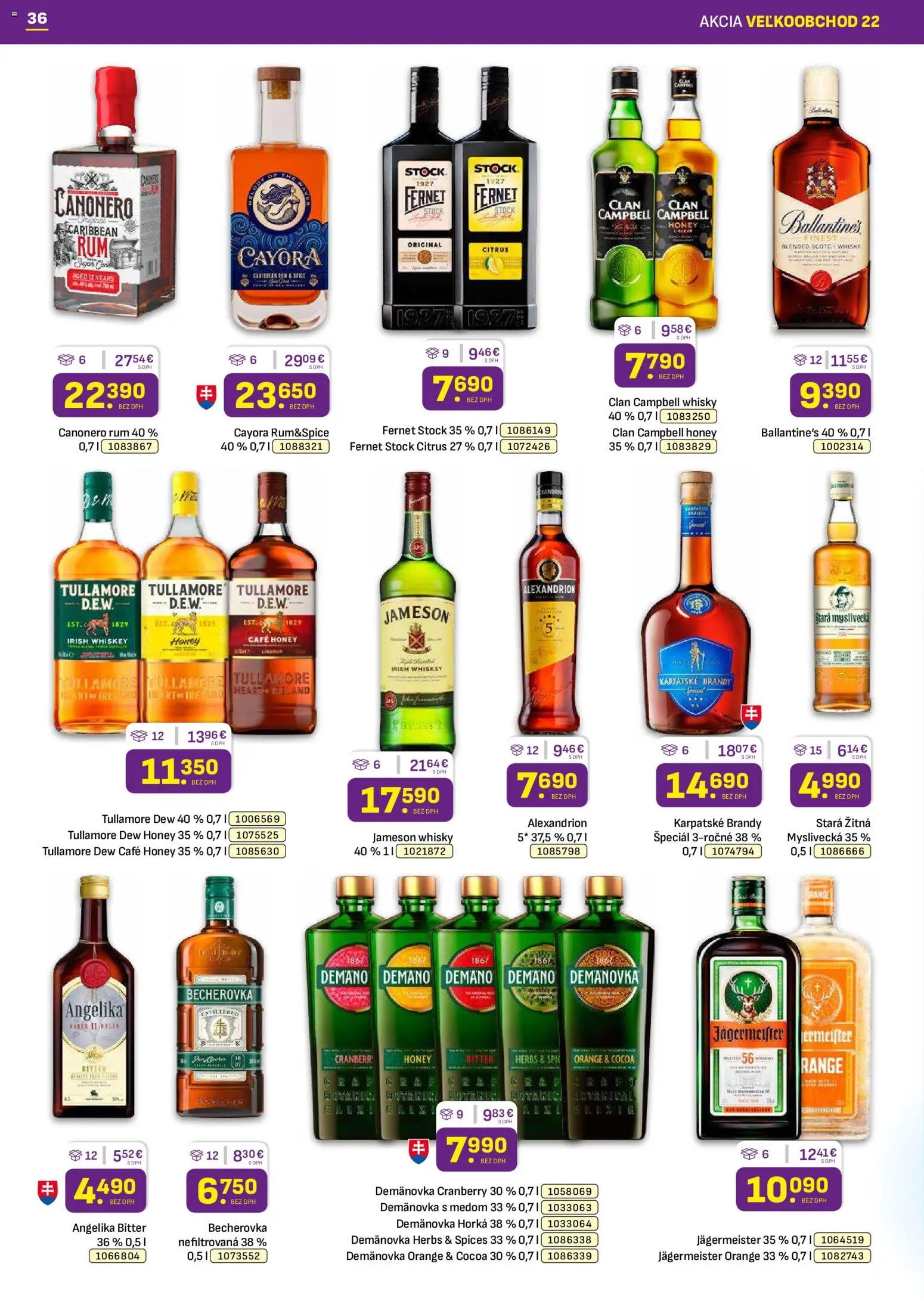 Nové Libex akcie – leták je platný od 02.11.2026 | Strana: 36 | Produkty: Jägermeister Orange, Whisky, Fernet, Rum