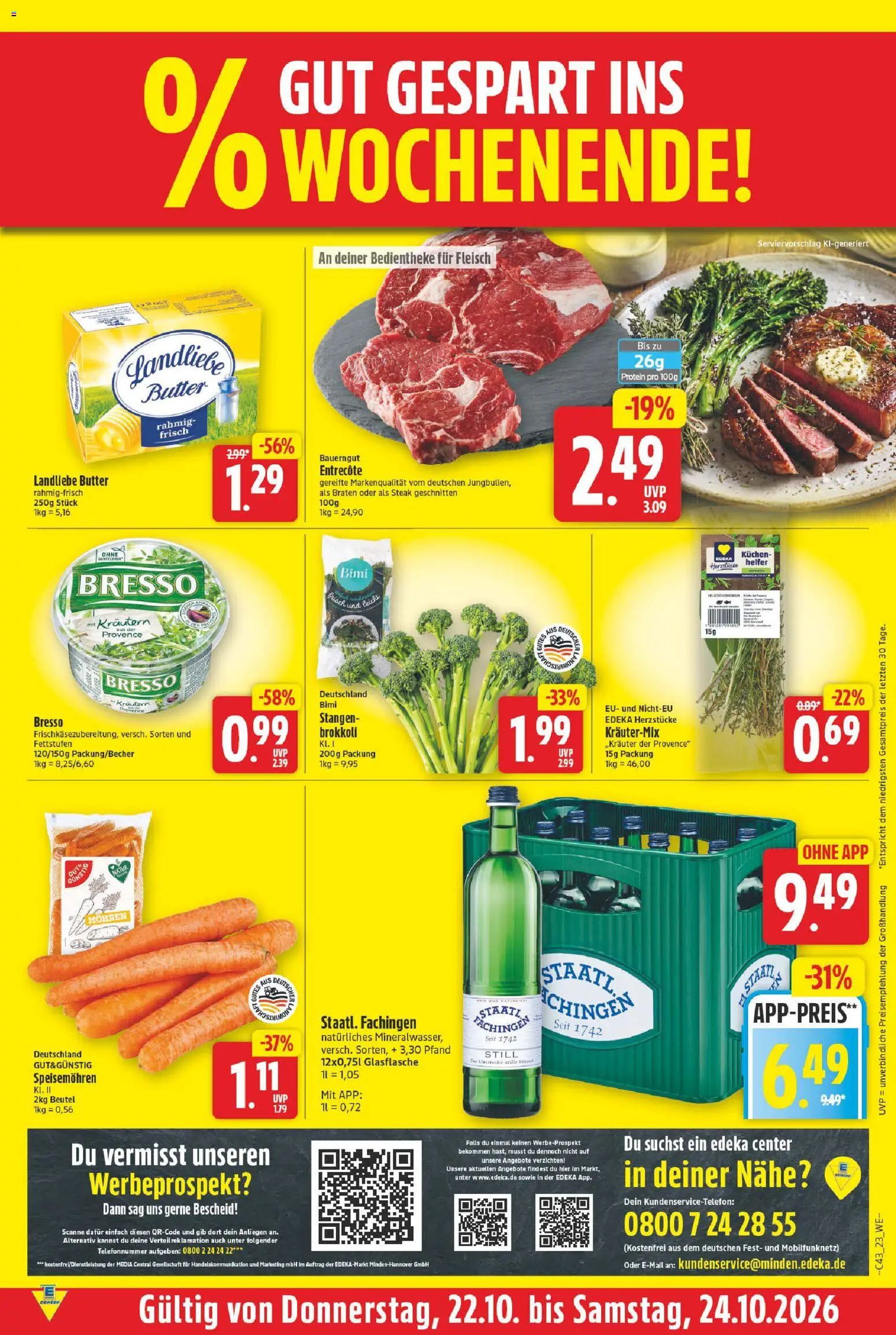 E center Prospekt – gültig ab 19.10.2026 | Seite: 29 | Produkte: Butter, Bresso, Brokkoli, Steak