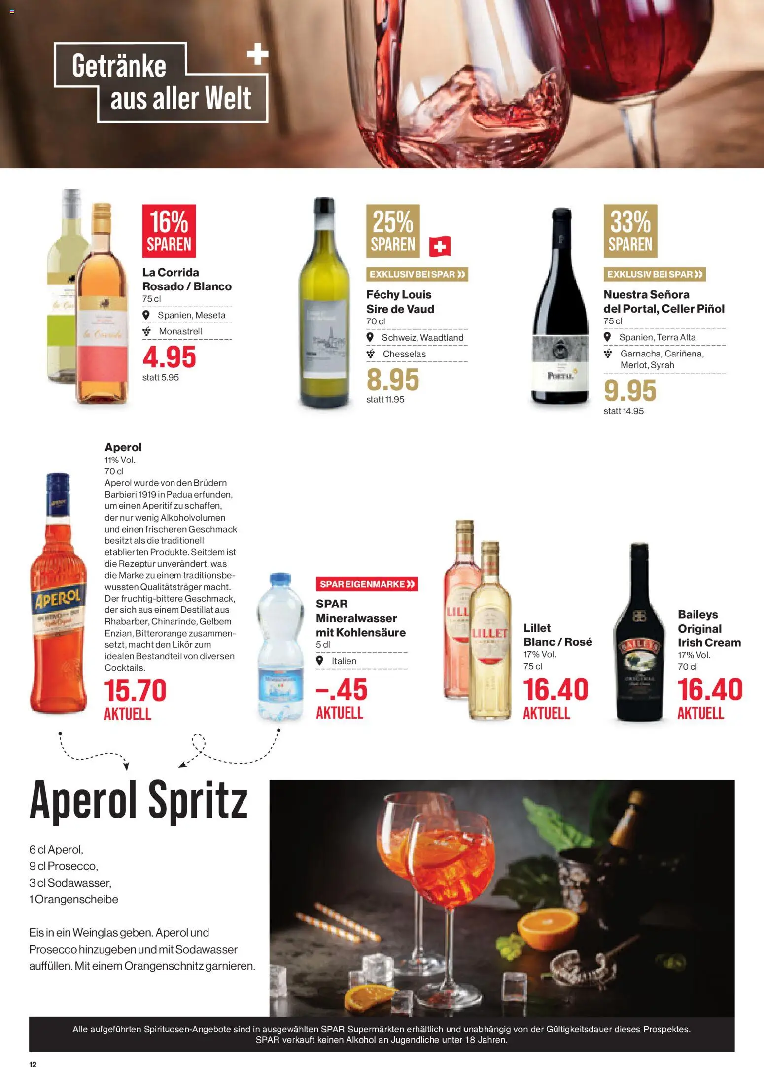 SPAR - SPAR Handels AG – gültig ab 18.06.2026 | Seite: 12 | Produkte: Likör, Mineralwasser, Mouka, Eis
