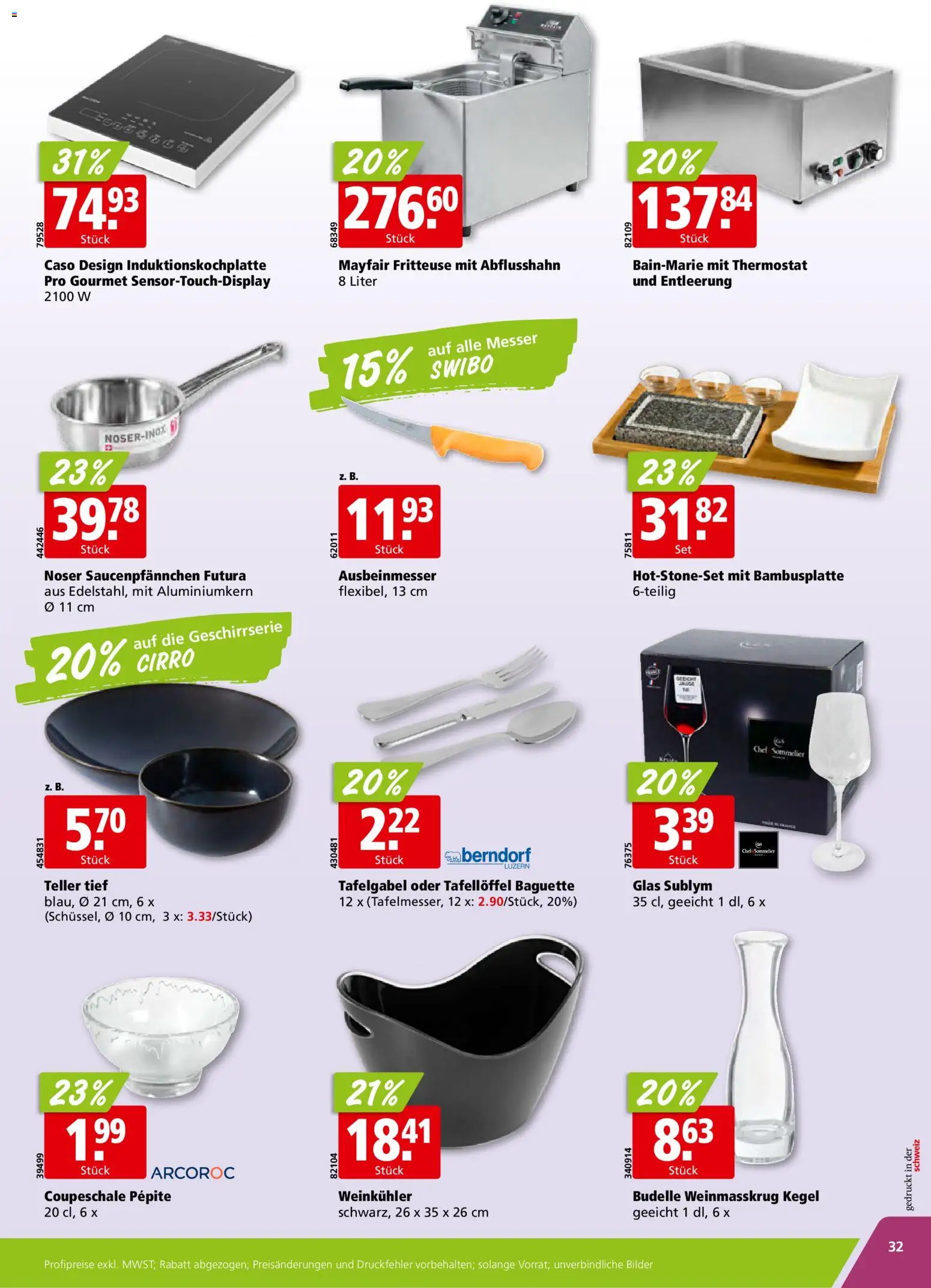 Aligro aktionen Chavannes, Matran, Genf, Sitten – gültig ab 15.06.2026 | Seite: 32 | Produkte: Baguette, Fritteuse, Bilder