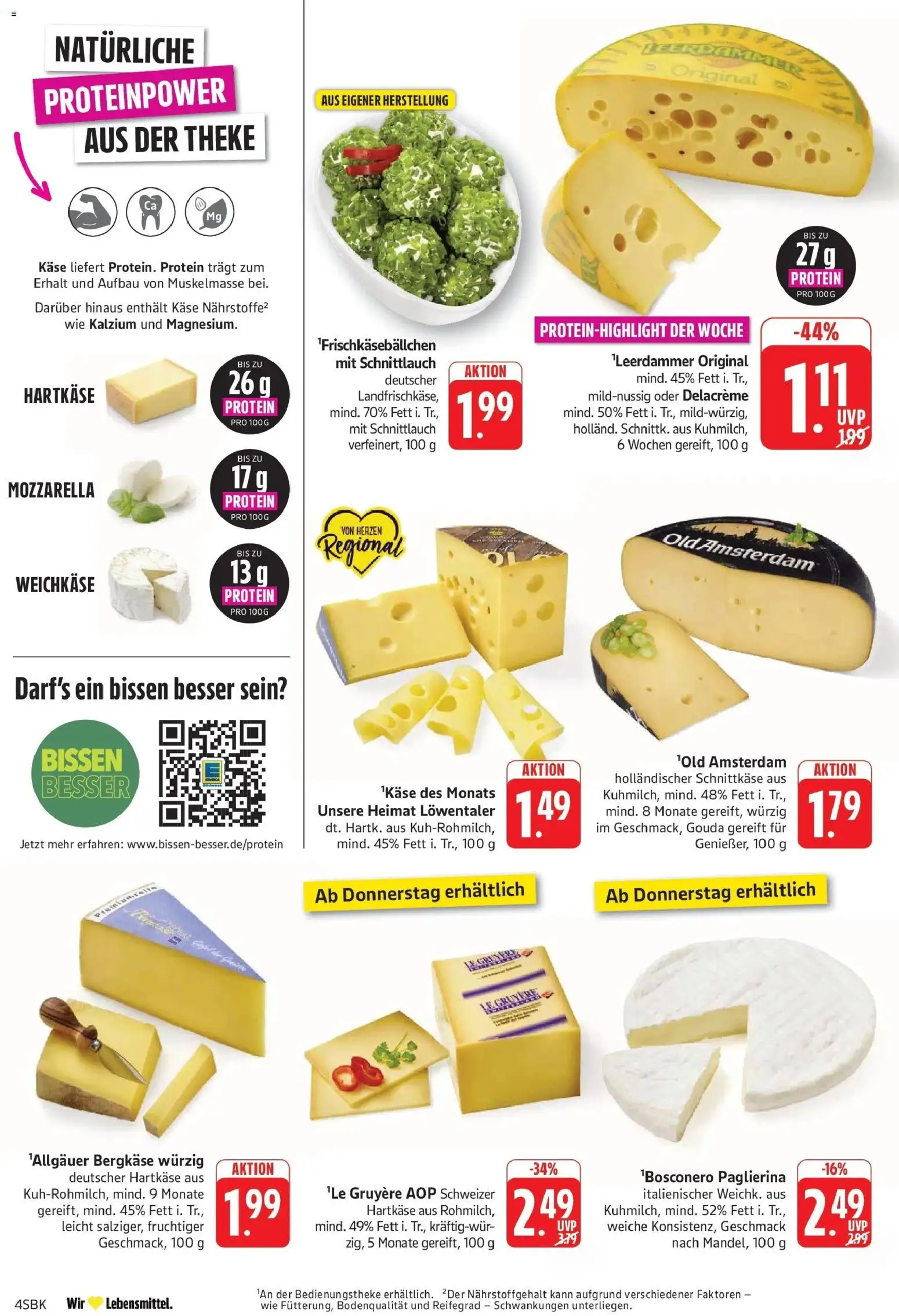 Edeka Prospekt Bruchsal – gültig ab 27.07.2026 | Seite: 4 | Produkte: Käse, Theke, Mozzarella, Leerdammer