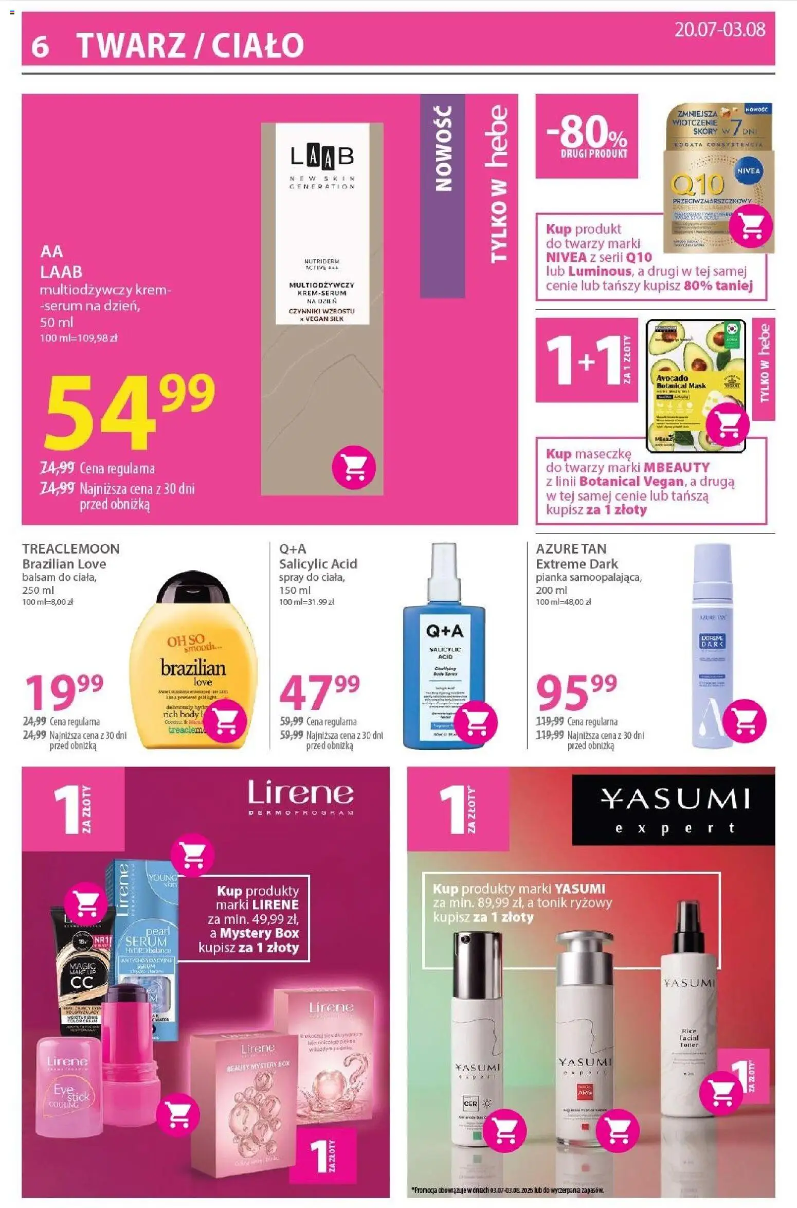 Hebe gazetka od 20.07.2026 | Strona: 6 | Produkty: Toner, Body, Krem, Tonik