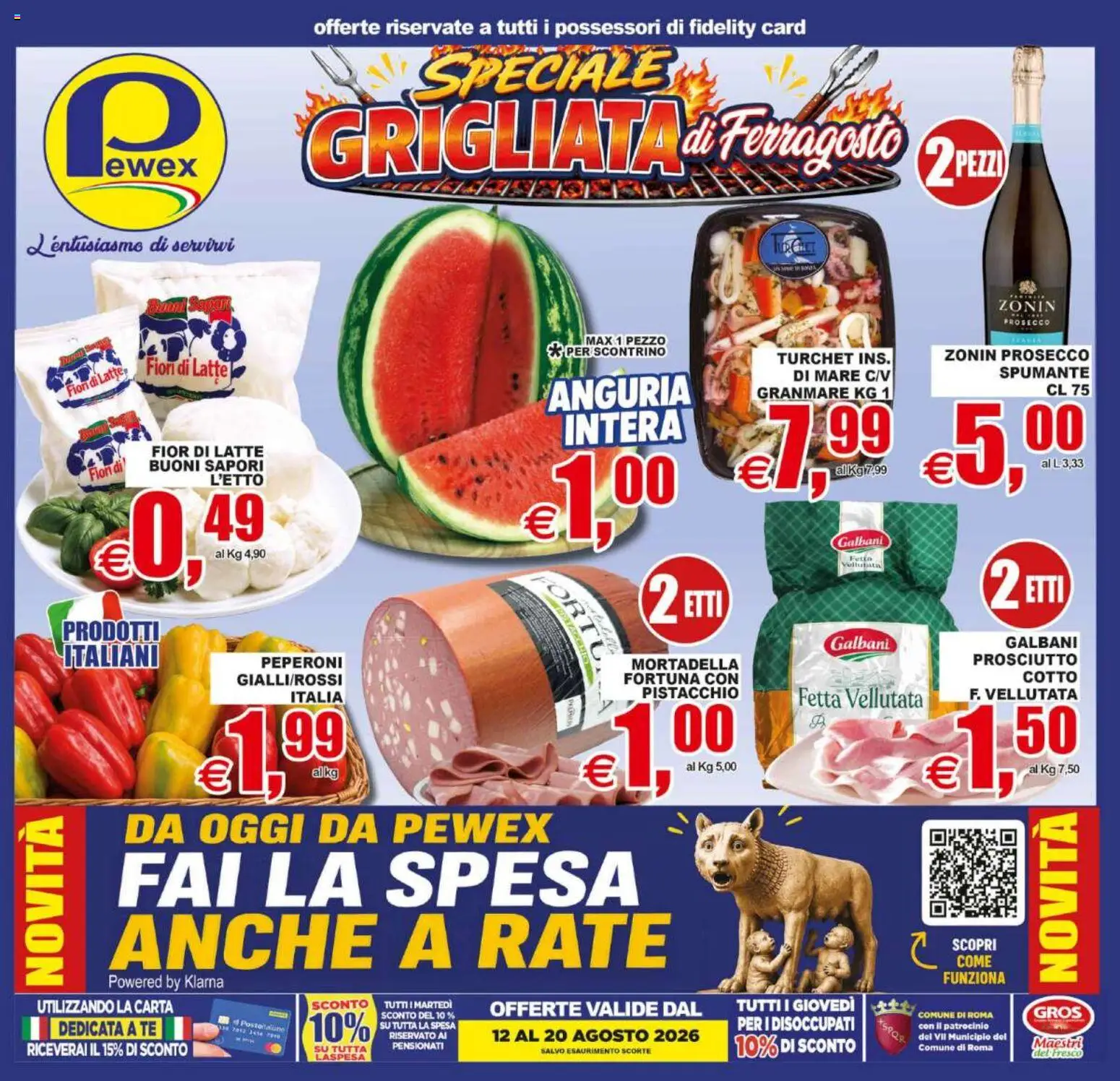 Volantino Pewex del 12/08/2026 | Pagina: 1 | Prodotti: Peperoni, Prosecco, Anguria, Spumante