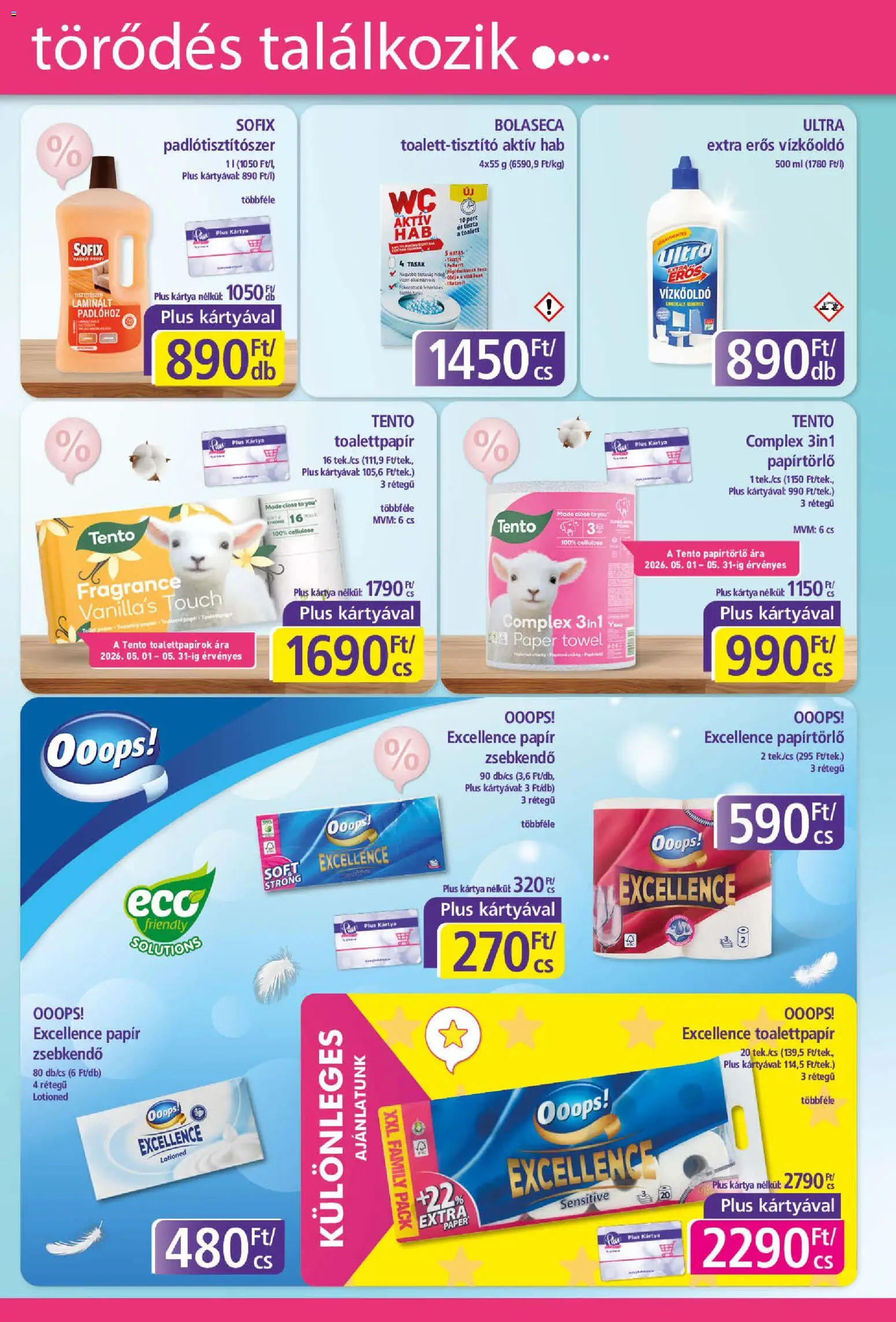 Plus Market akciós ujság - amely érvényes a következő dátumtól: 21.05.2026 | Oldal: 3 | Termékek: Papírtörlő, Vízkőoldó