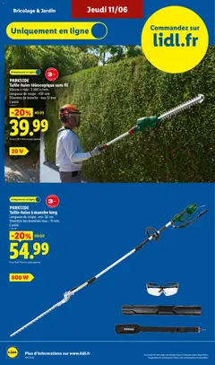 LIDL - Prévisualisation de PARKSIDE Taille-haies télescopique sans fil, Vitesse à vide : 2 300 tr/min. Longueur de coupe : 430 mm. Diamètre de branche : max 12 mm. L'unité. valide à partir de 11.06.2026 | Page: 38