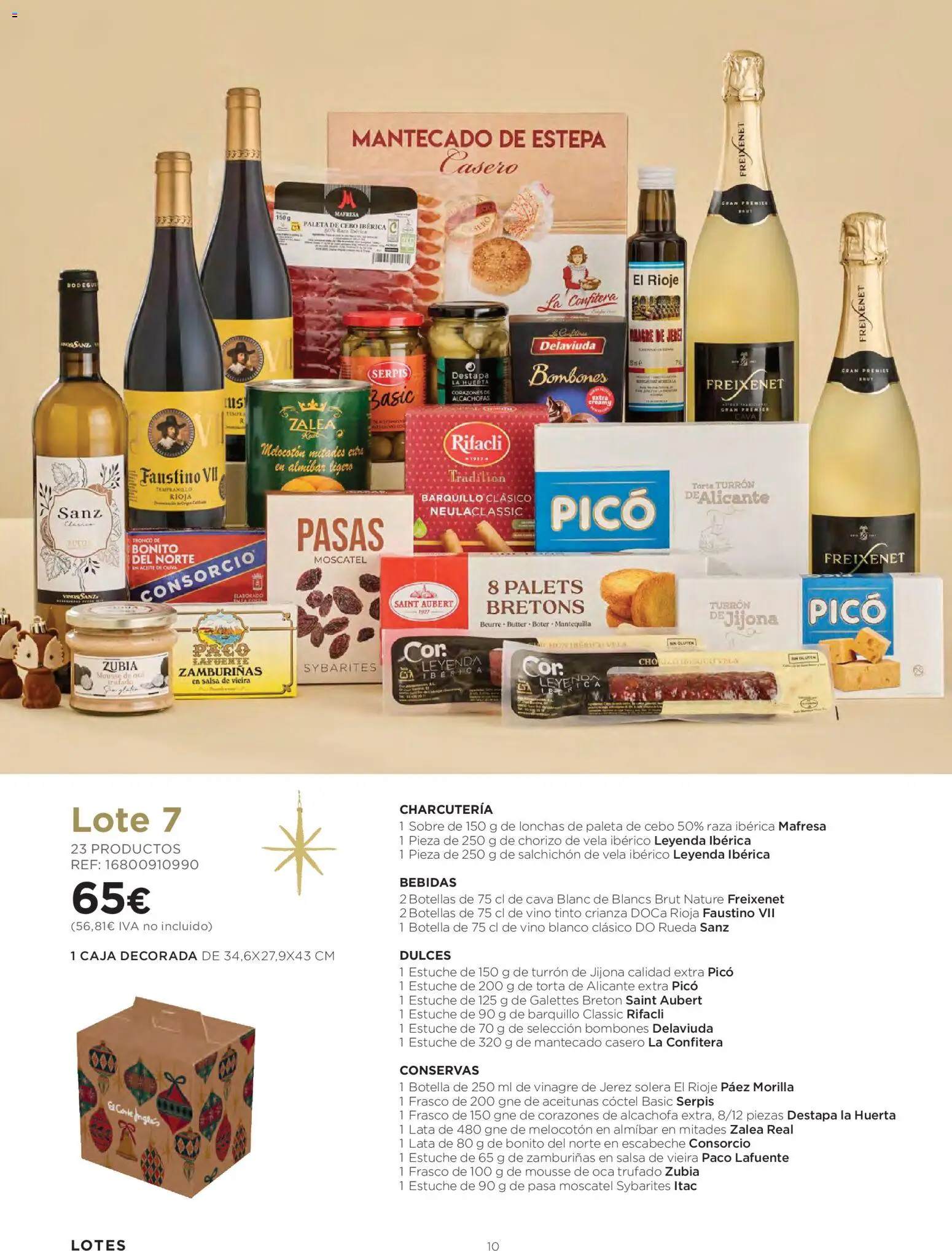 El Corte Inglés Cestas Navidad 2026 │ válido desde el 08/10/2026 | Página: 10 | Productos: Aceitunas, Vino tinto, Dulces, Caja