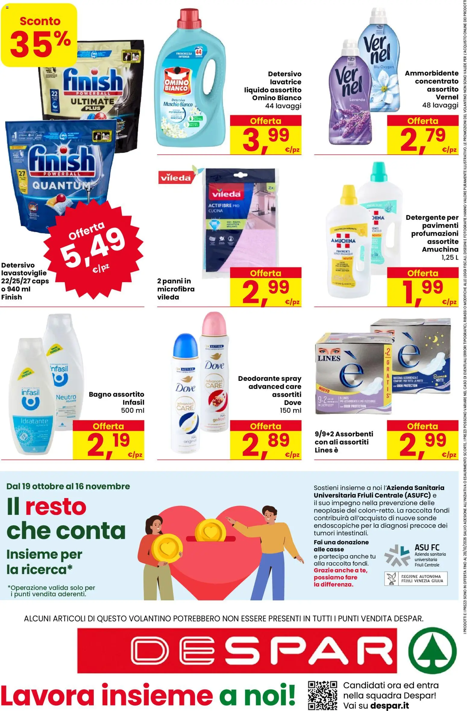 Volantino Despar del 15/10/2026 | Pagina: 16 | Prodotti: Ammorbidente, Detergente, Assorbenti, Bagno