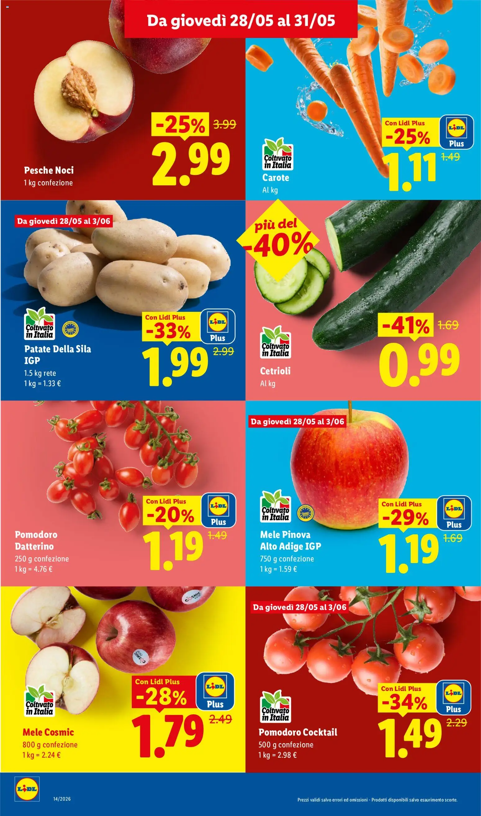 Volantino Lidl del 28.05.2026 | Pagina: 2 | Prodotti: Mele, Cetrioli, Pomodoro, Carote