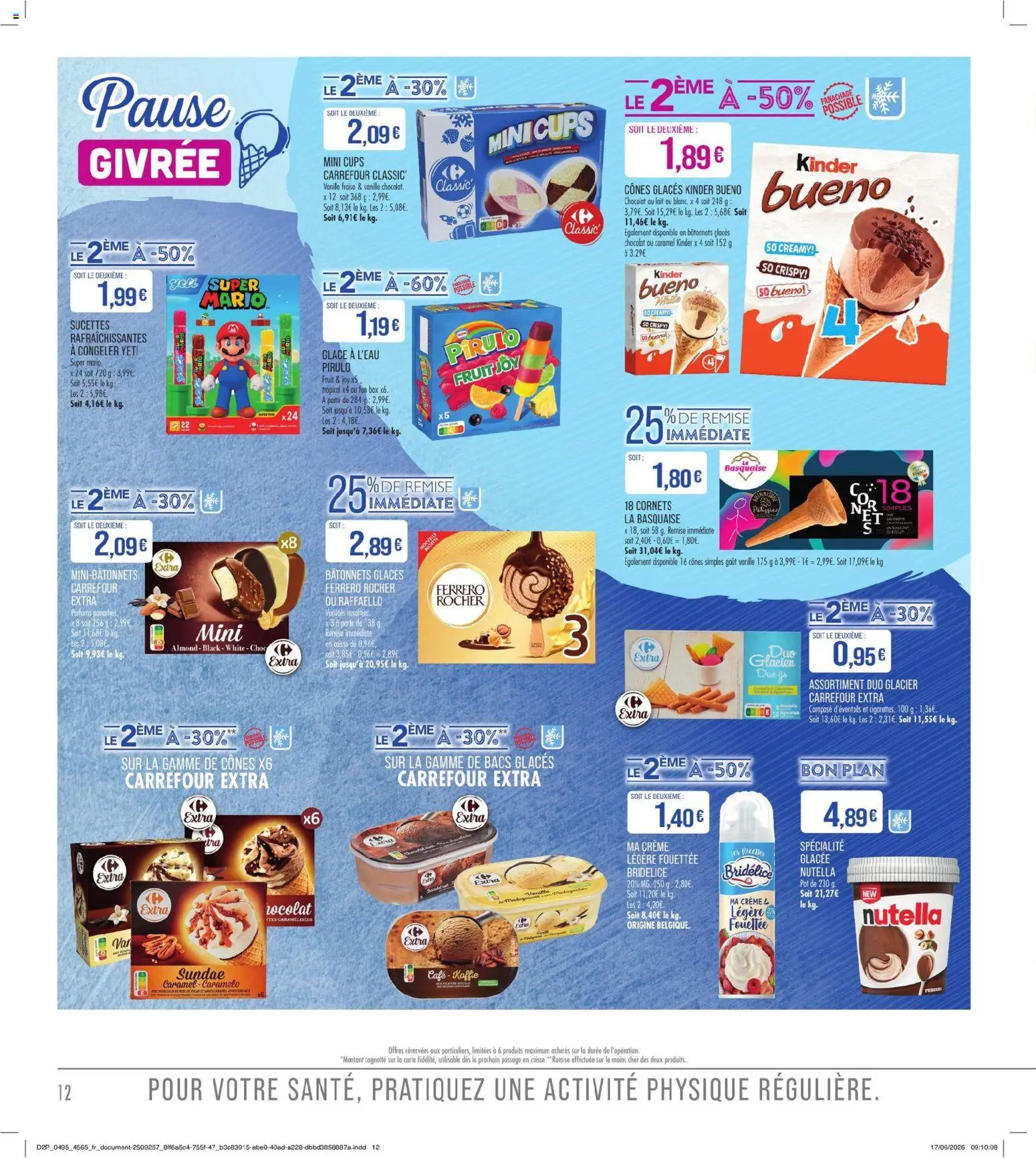 {H1} | Page: 12 | Produits: Kinder Bueno, Cônes, Nutella, Café
