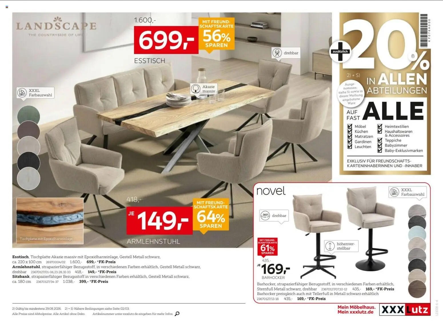 XXXLutz Nr. 1 beim Preis – gültig ab 15.08.2026 | Seite: 7 | Produkte: Esstisch, Barhocker, Kuchen