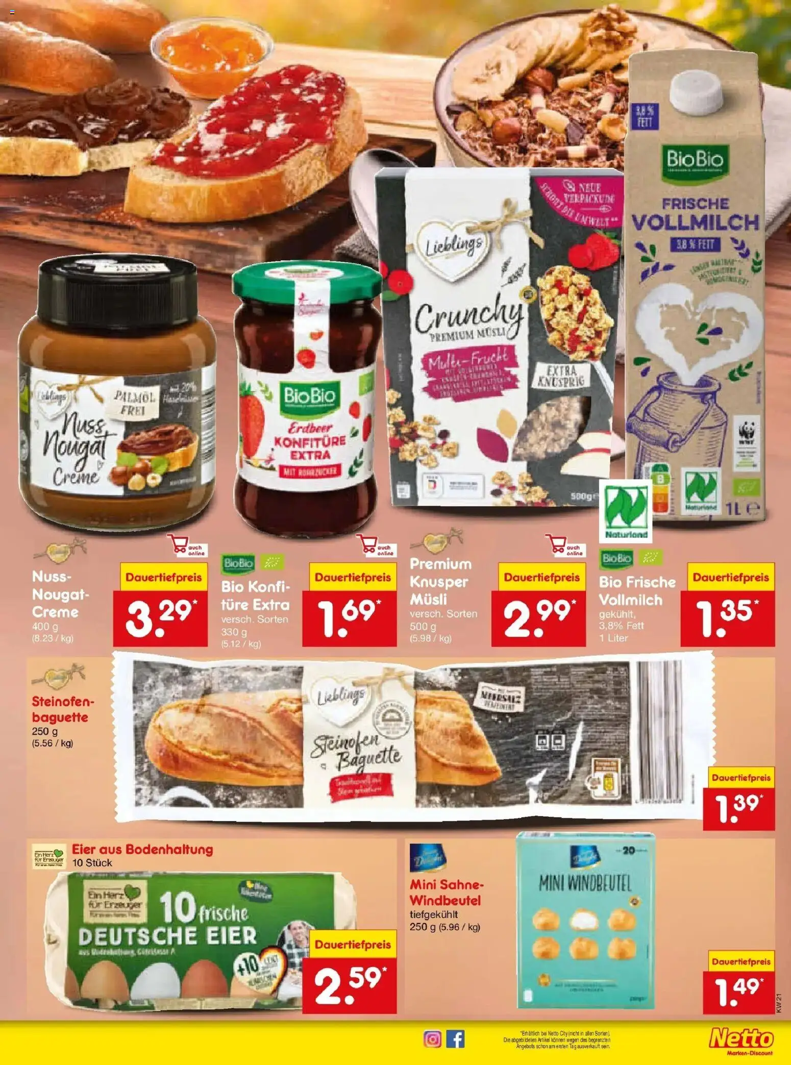 Netto Marken-Discount Prospekt Stemwede-Dielingen	 – gültig ab 17.05.2026 | Seite: 40 | Produkte: Musli, Eier, Baguette, Sahne