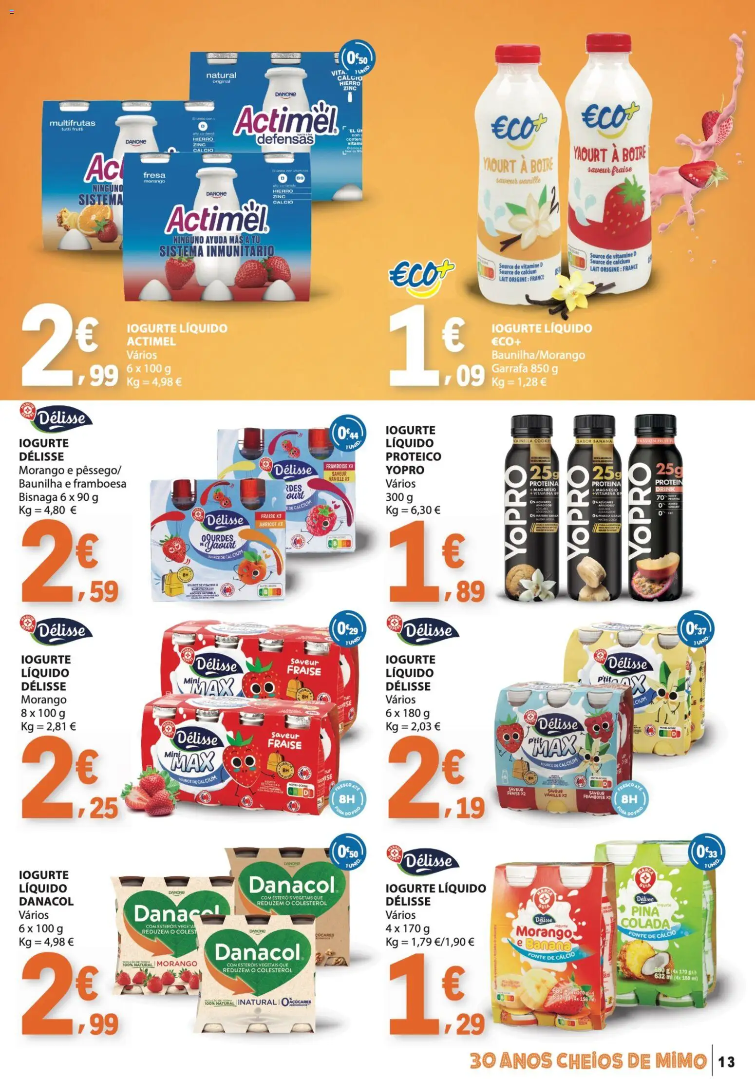 E.Leclerc folheto Bebidas, Gelados e Iogurtes │ válido de 16.06.2026 | Página: 13 | Produtos: Cálcio, Iogurte, Iogurte liquido, Proteina