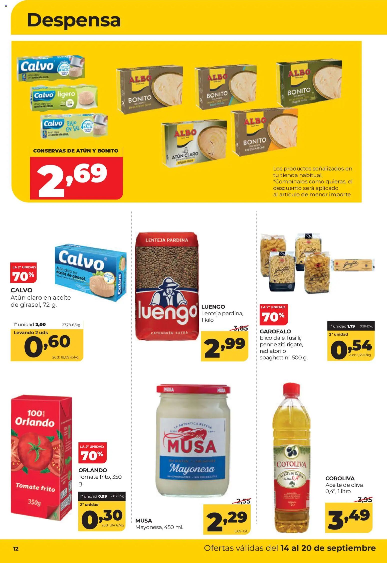 Alimerka folleto Castilla y León │ válido desde el 14/09/2026 | Página: 12 | Productos: Conservas, Atún, Tomate, Mayonesa