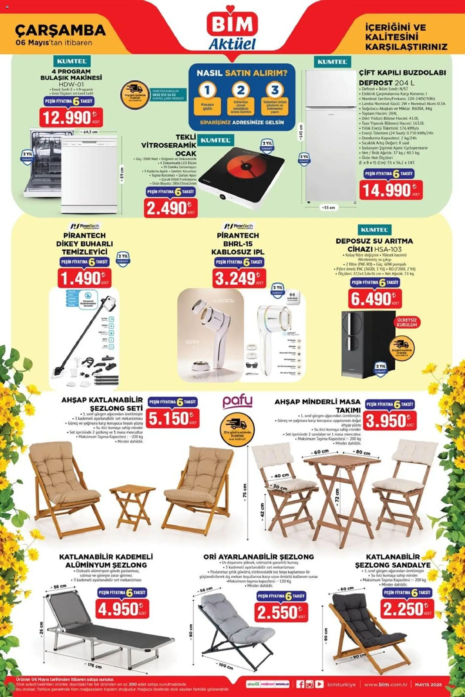 BİM - Katalog Çarşamba - 06.05.2026 tarihinden itibaren geçerlidir | Sayfa: 1 | Ürünler: Sandalye, Dondurma, Saat, Buzdolabı
