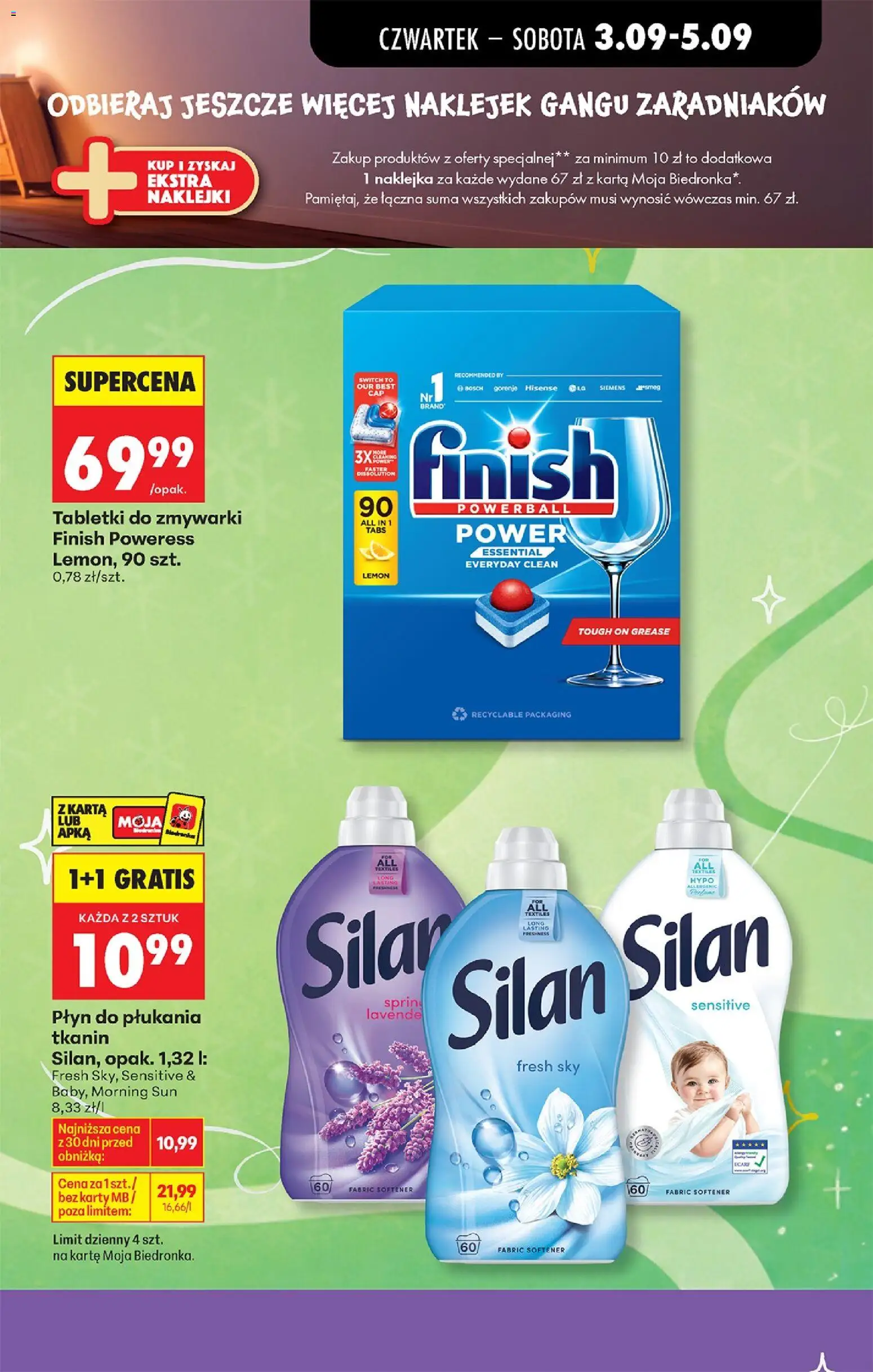 Biedronka Polsko leták - Codziennie niskie ceny od 03.09.2026 | Strana: 23 | Produkty: Finish, Silan, Karty
