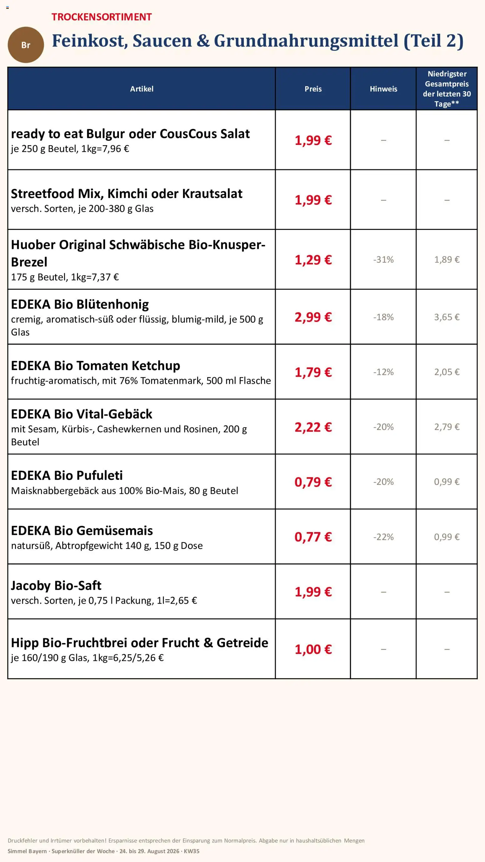 Simmel Bayern – gültig ab 24.08.2026 | Seite: 10 | Produkte: Tomaten, Getreide, Ketchup, Salat