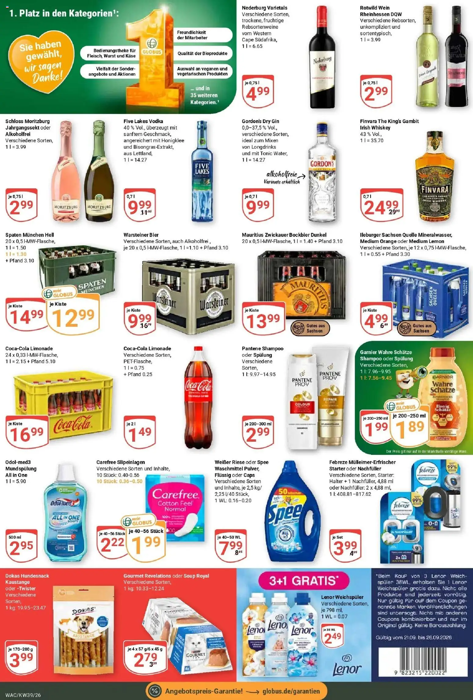Globus Prospekt Markkleeberg (ab 21.09.2026) » Angebote online | Seite: 5 | Produkte: Spülung, Wurst, Wein, Gin