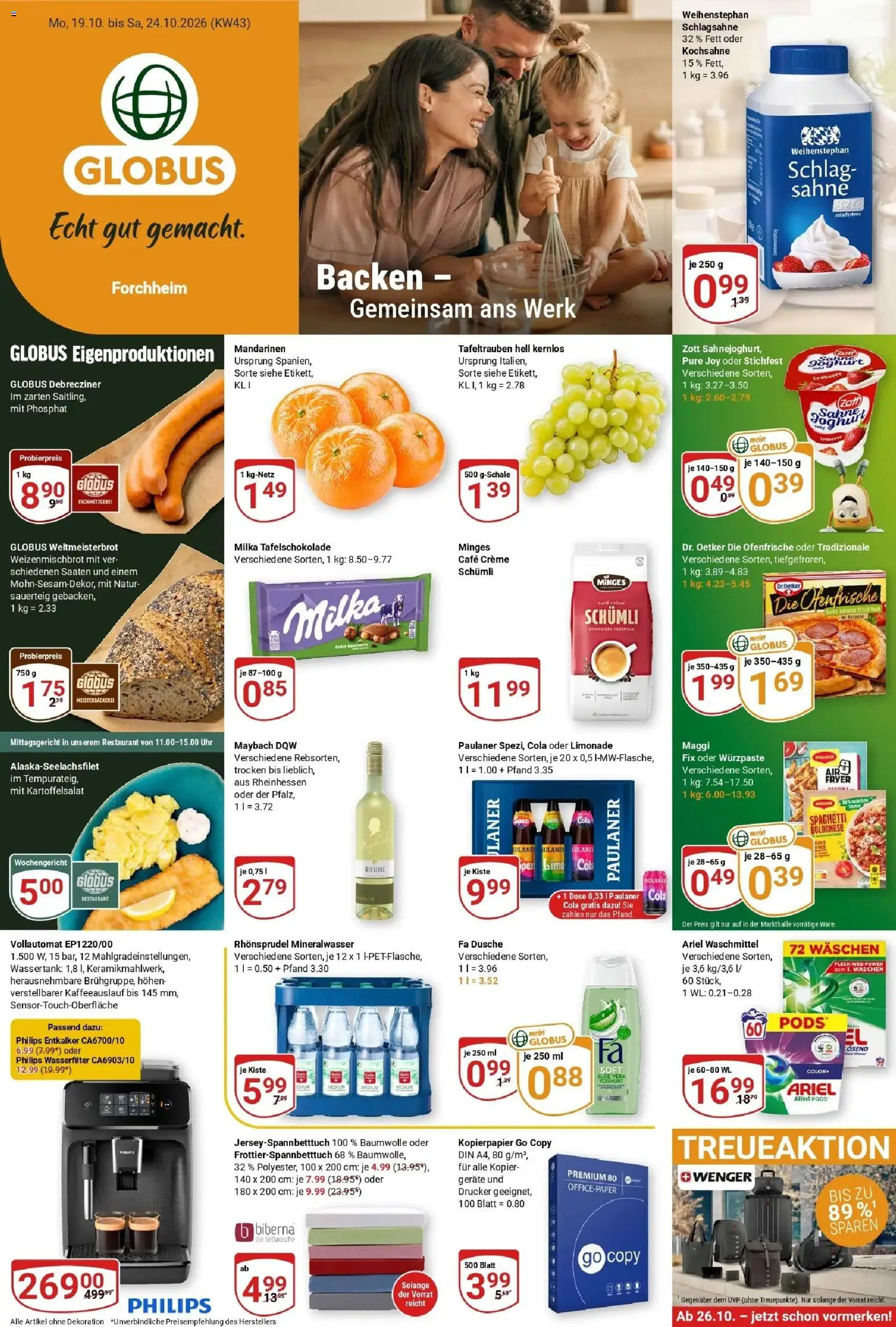 Globus Prospekt Forchheim (ab 19.10.2026) » Angebote online | Seite: 1 | Produkte: Philips, Maggi, Dusche, Milka