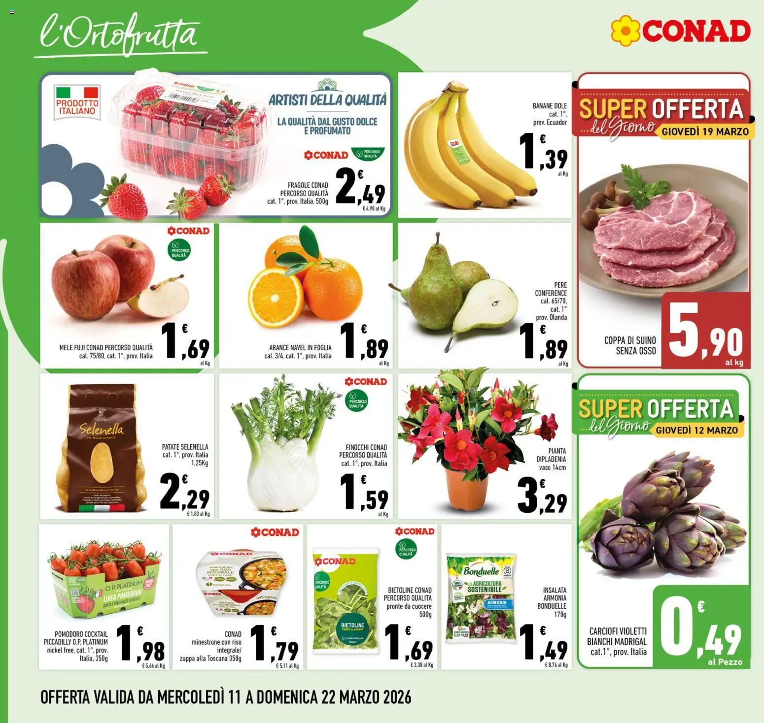 Volantino Conad del 11.03.2026 | Pagina: 4 | Prodotti: Minestrone, Riso, Insalata, Suino