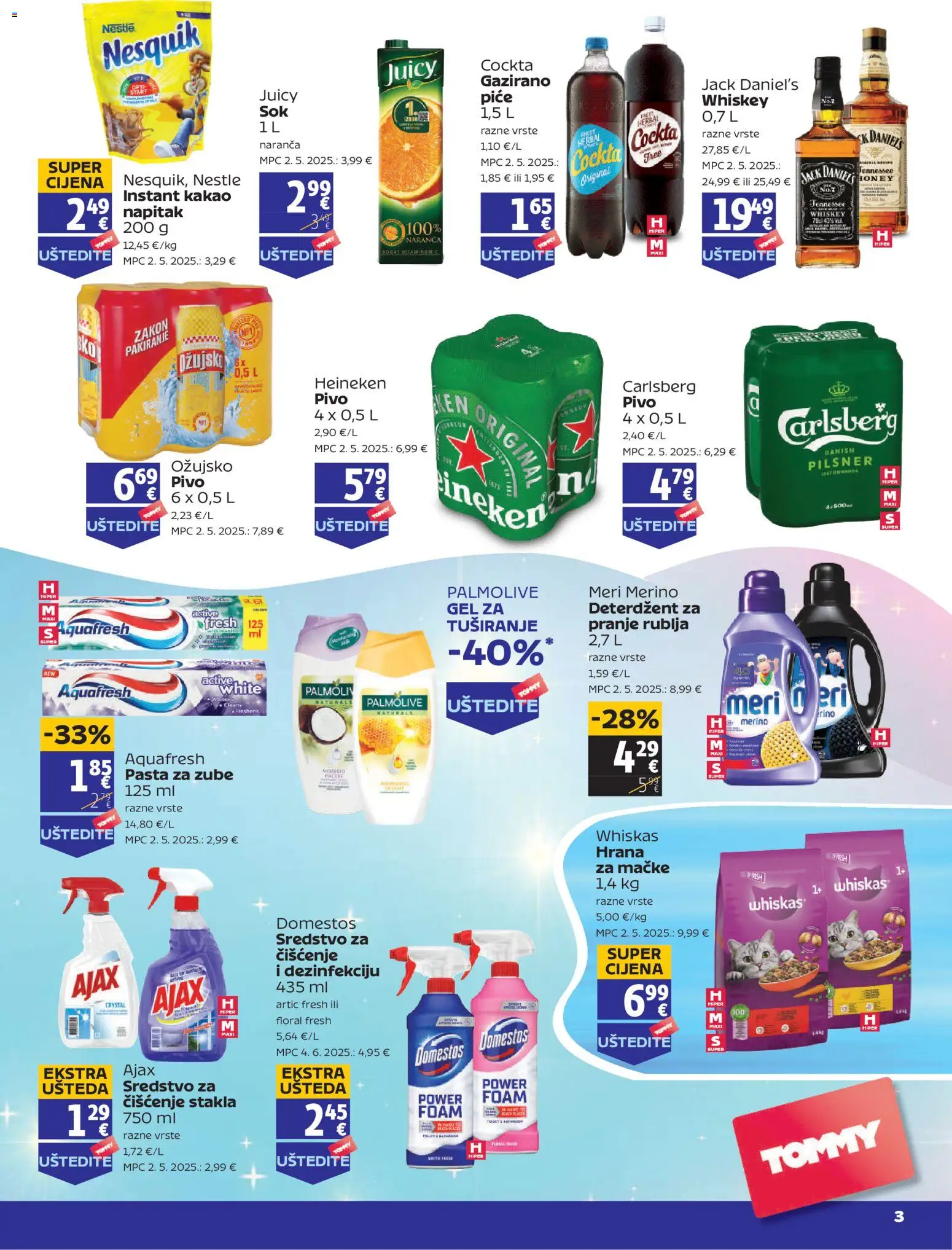 Tommy katalog | vrijedi od 28.05.2026 | Stranica: 3 | Proizvodi: Whiskas, Pasta za zube, Deterdžent, Heineken