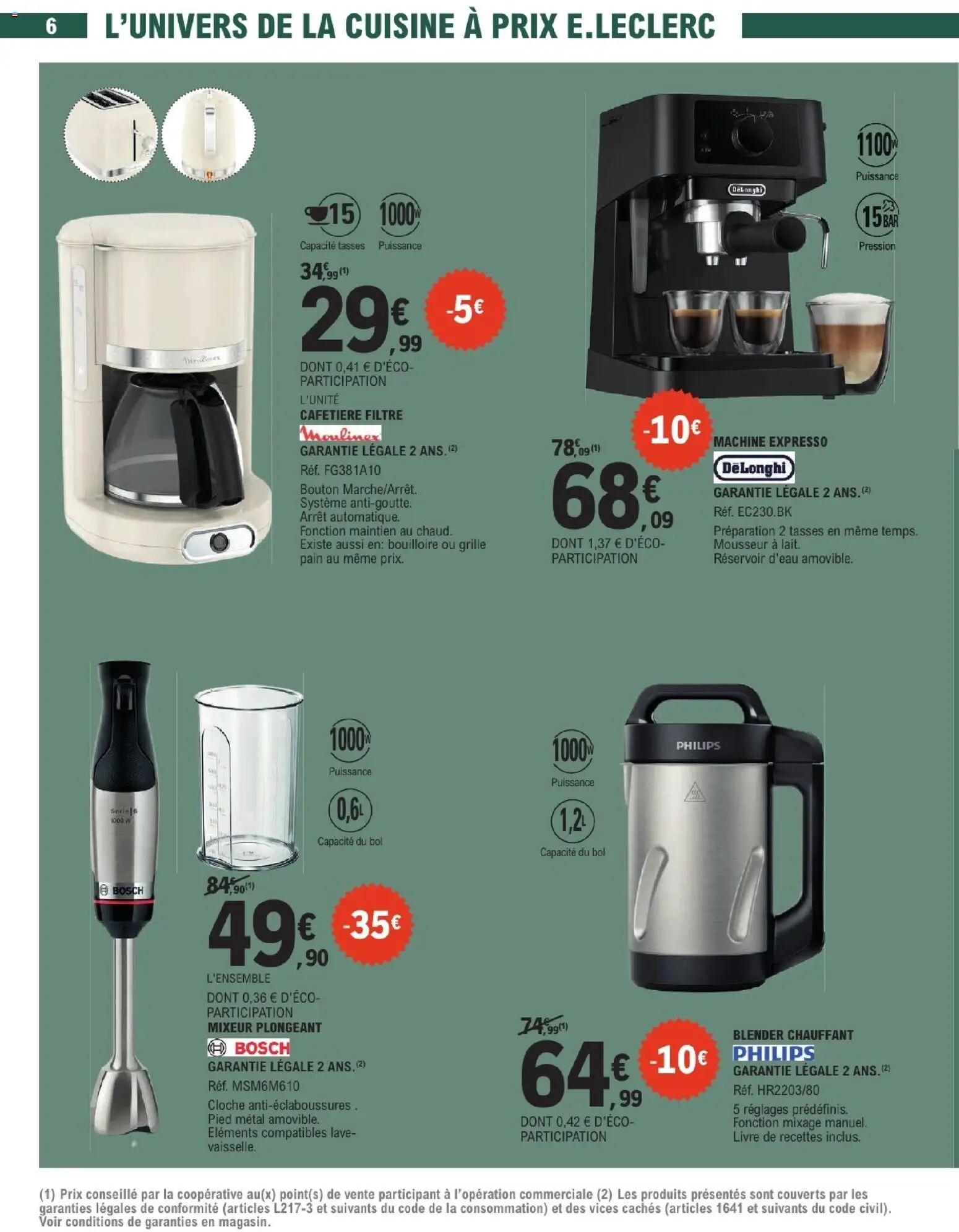 {H1} | Page: 6 | Produits: Cafetière, Réservoir d'eau, Pain, Livre