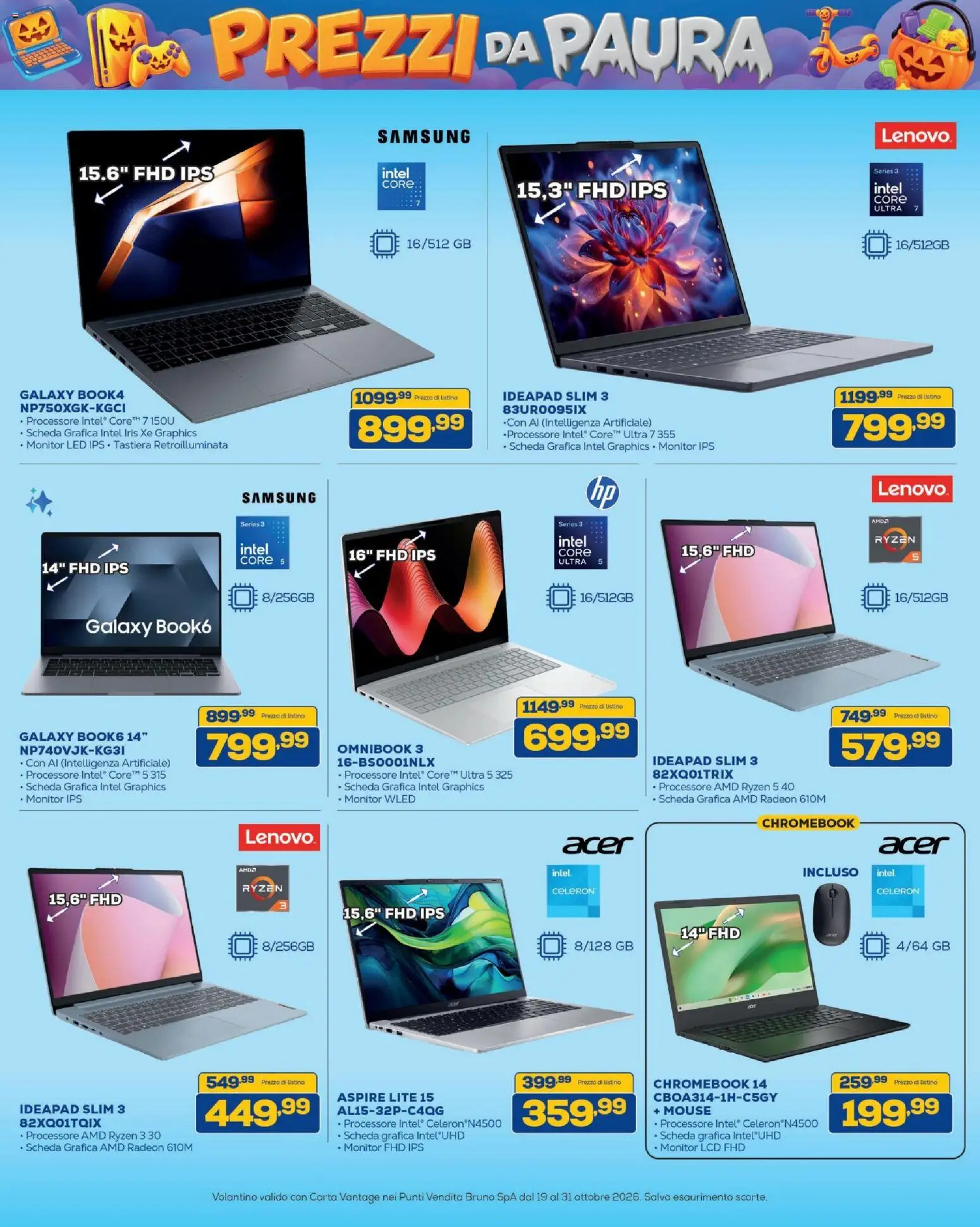 Volantino BRUNO del 19/10/2026 | Pagina: 15 | Prodotti: Monitor, Mouse, Tastiera, Samsung