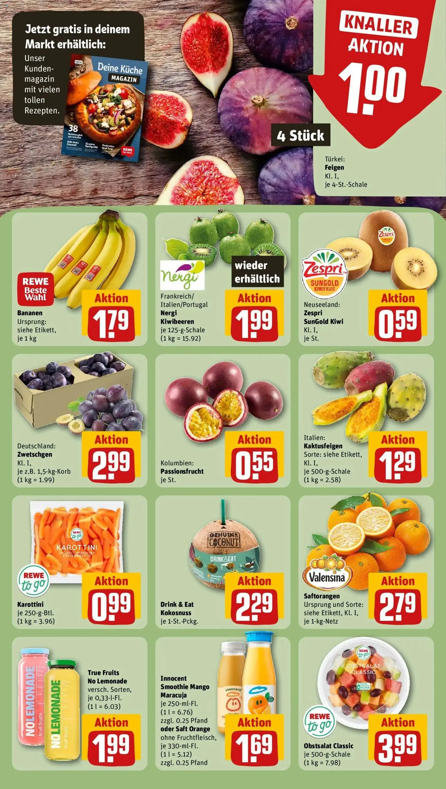 REWE Prospekt ab 07.09.2026 zum Blättern » Angebote | Seite: 6 | Produkte: Bananen, Mango, Saft, Feigen