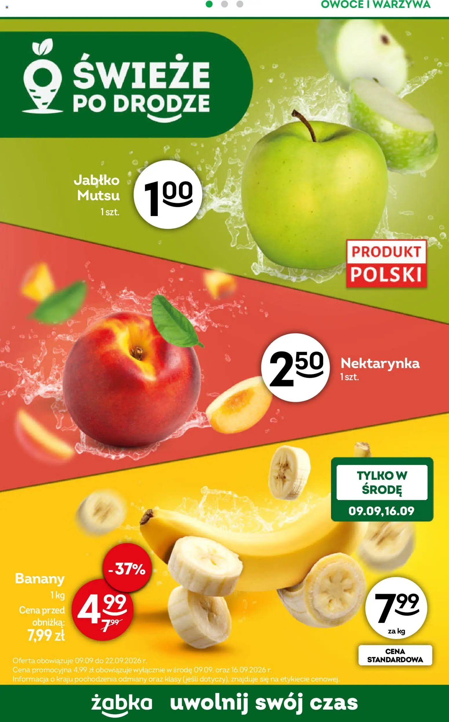 Żabka gazetka - Codzienne produkty od 09.09.2026 | Strona: 6 | Produkty: Nektarynka, Banany, Warzywa, Owoce