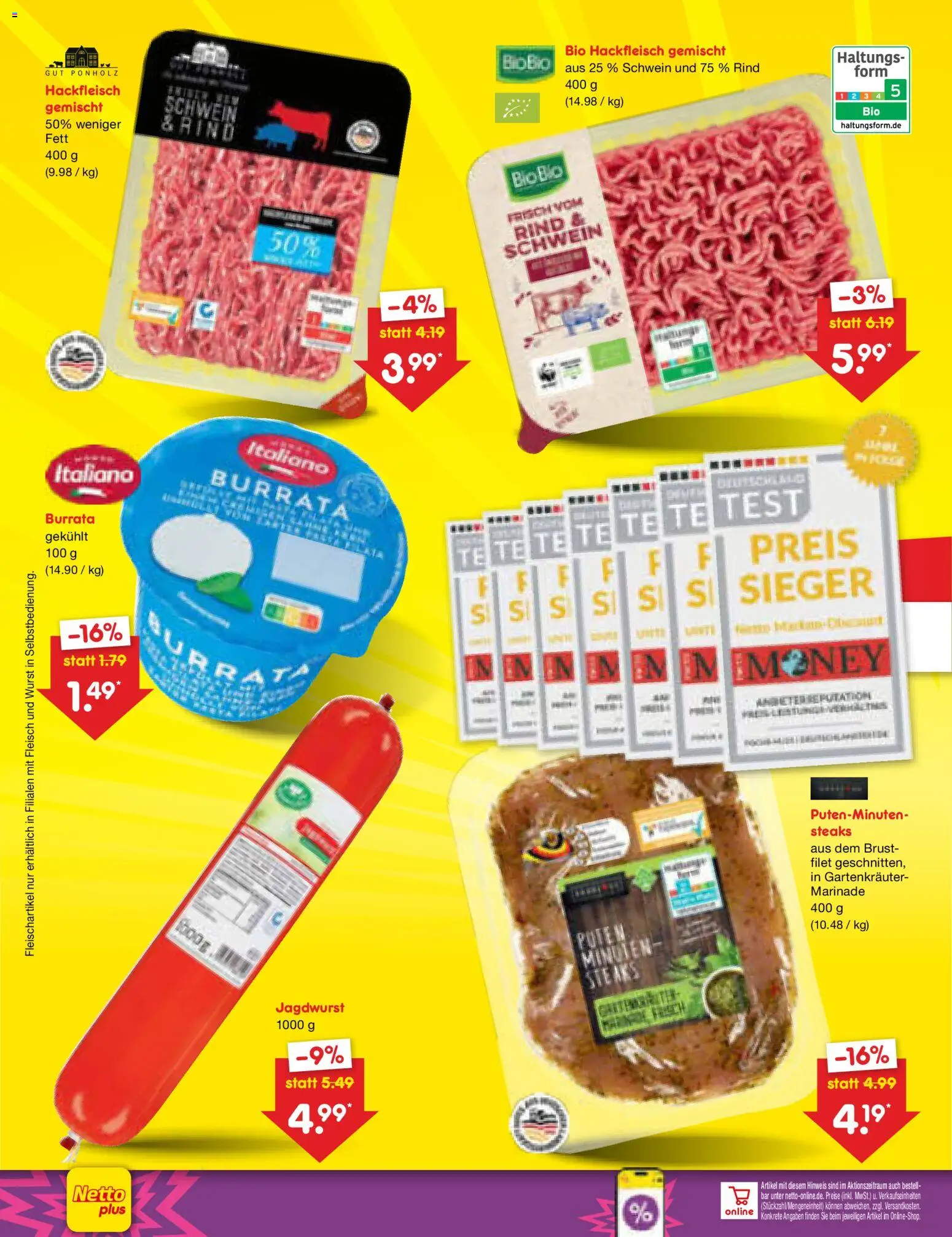 Netto Marken-Discount Prospekt – gültig ab 13.07.2026 | Seite: 42 | Produkte: Burrata, Wurst, Fleisch, Hackfleisch