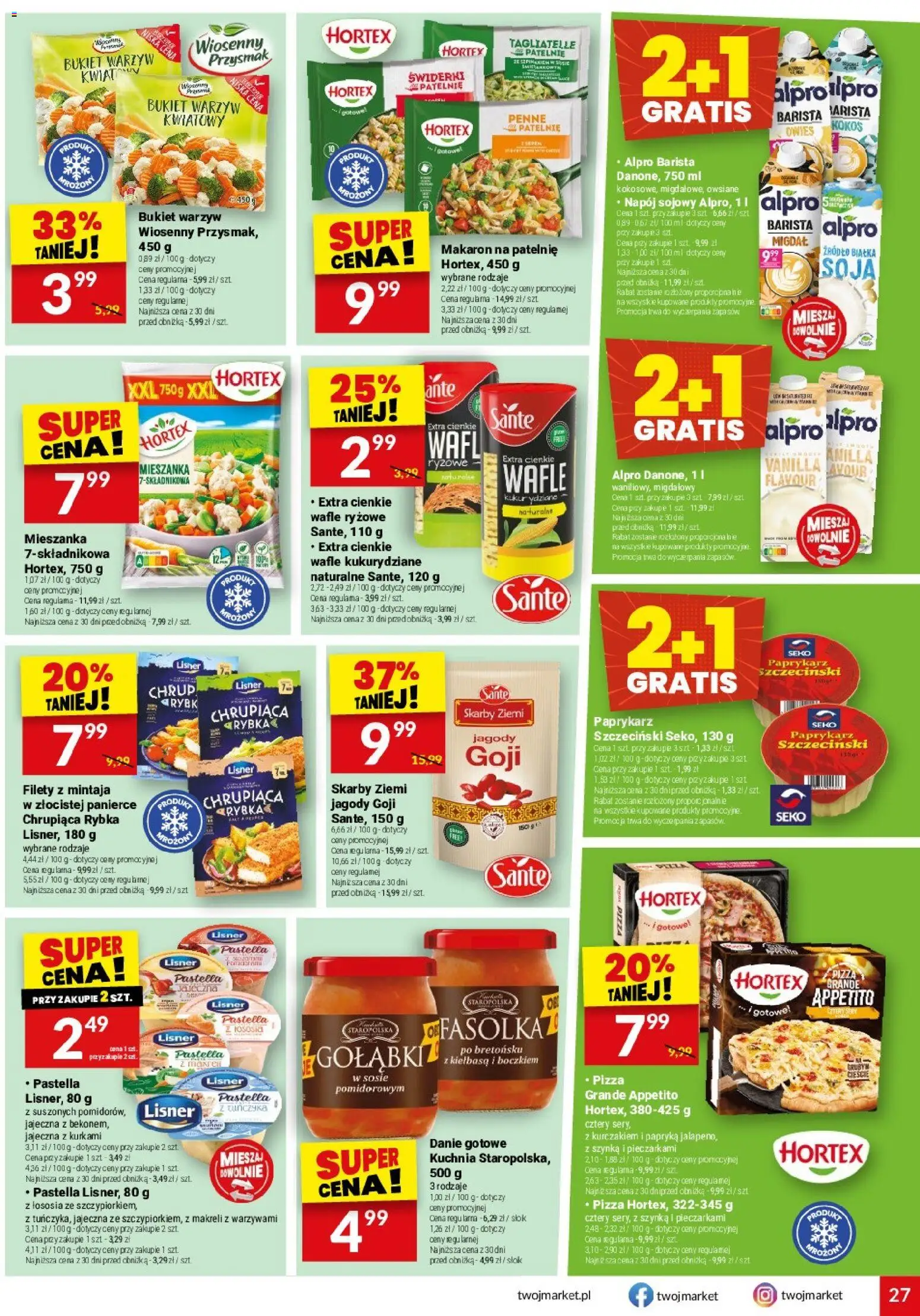 Twój Market gazetka od 20.05.2026 | Strona: 27 | Produkty: Alpro, Wafle ryżowe, Pizza, Makaron