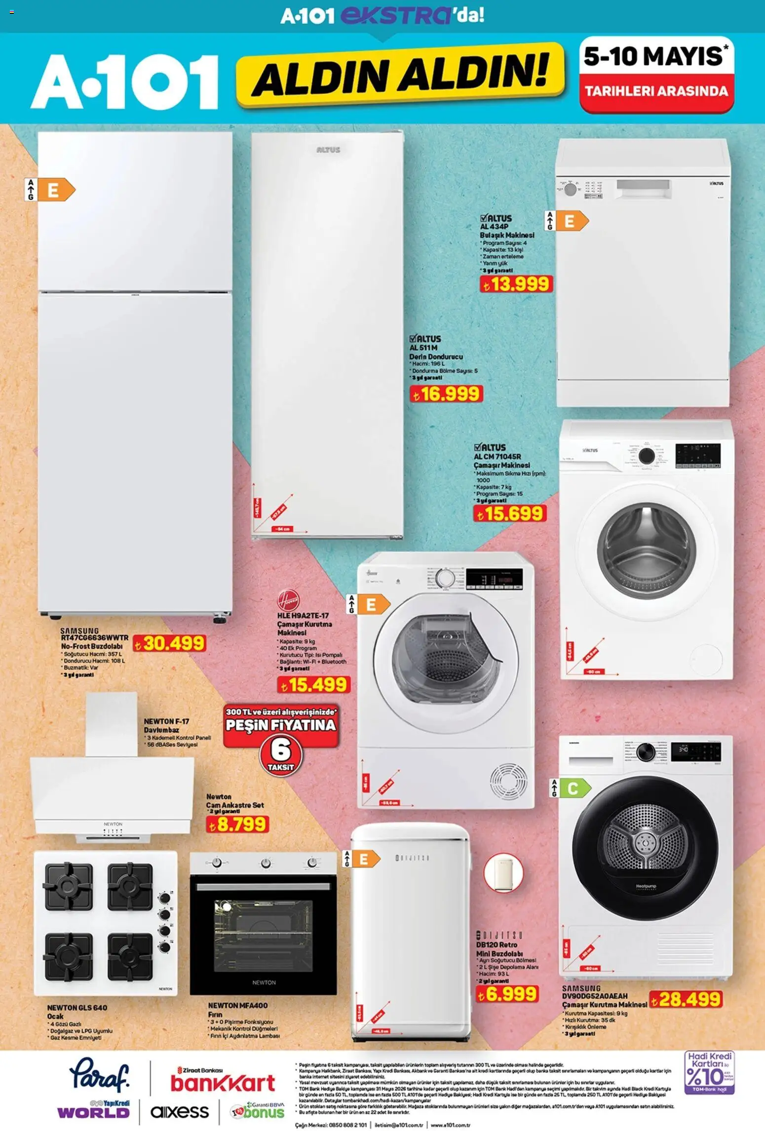 A101 - Katalog Aldın Aldın - 07.05.2026 tarihinden itibaren geçerlidir | Sayfa: 20 | Ürünler: Çamaşır kurutma makinesi, Davlumbaz, Kurutma makinesi, Çamaşır makinesi