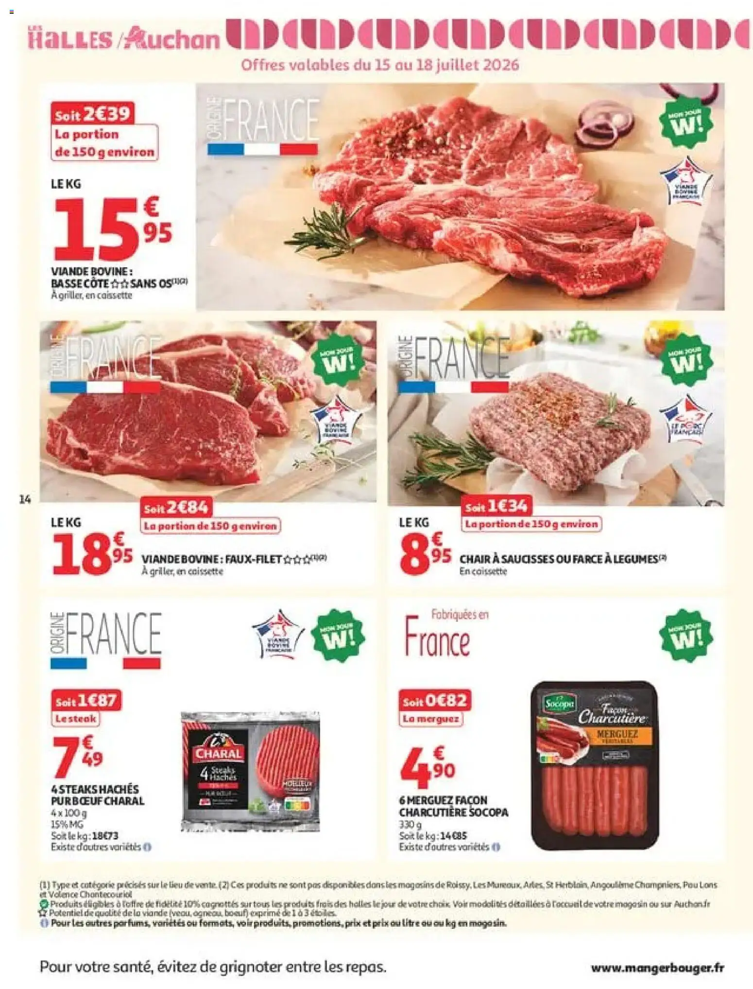 {H1} | Page: 14 | Produits: Merguez, Viande, Basse côte, Viande bovine