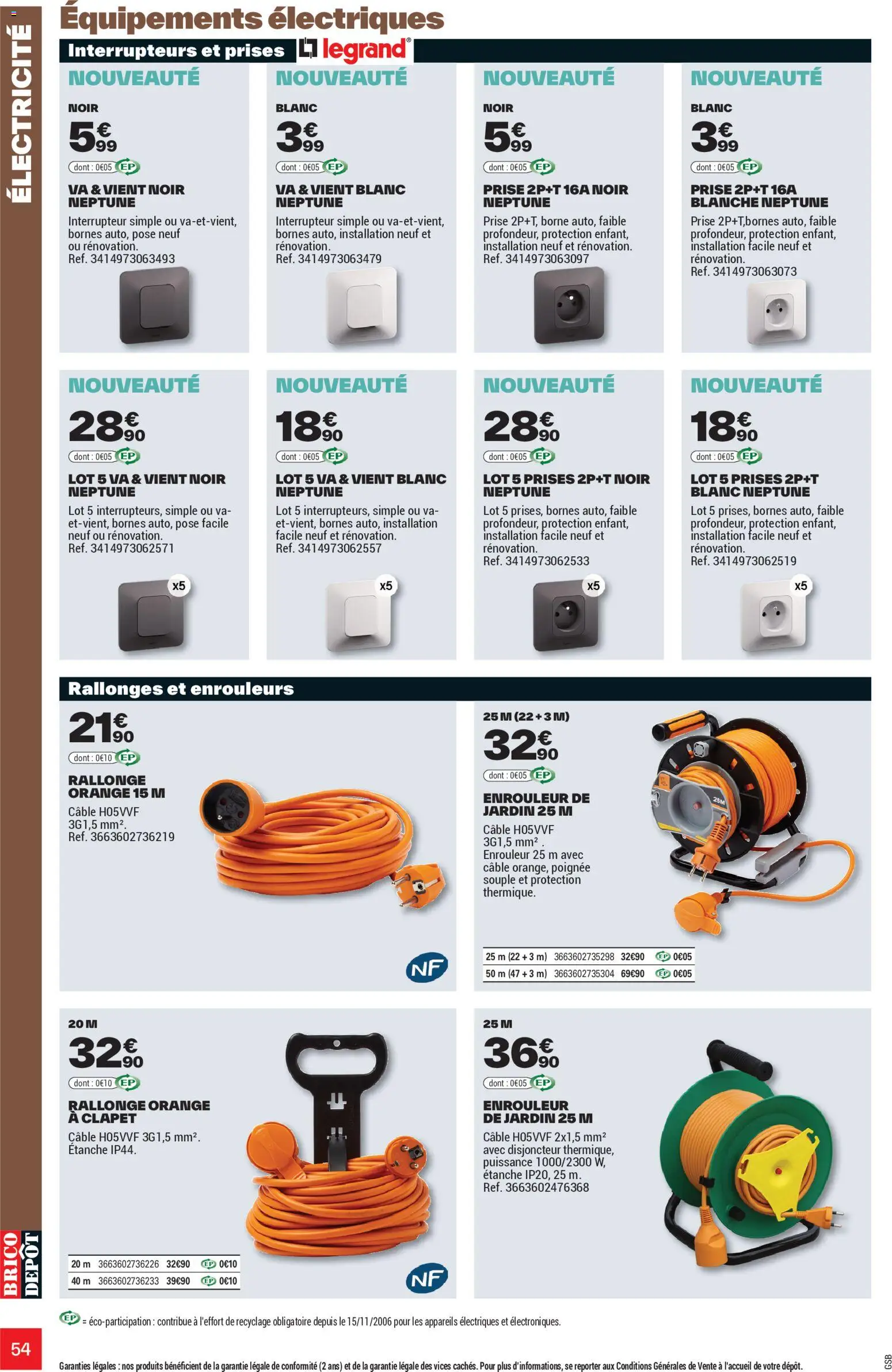 {H1} | Page: 54 | Produits: Câble, Orange, Disjoncteur, Prises