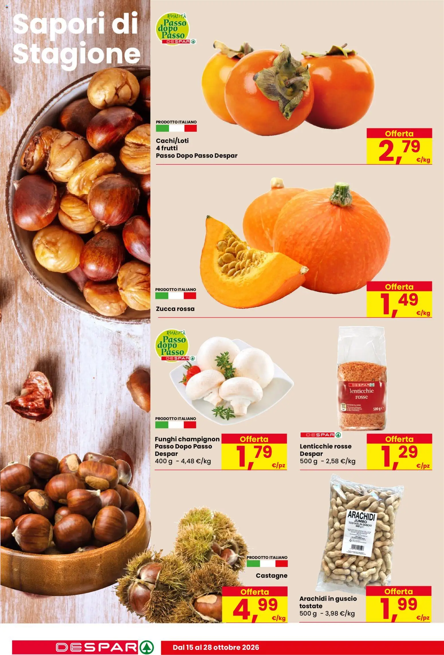 Volantino Despar del 15/10/2026 | Pagina: 4 | Prodotti: Lenticchie rosse, Lenticchie, Funghi, Arachidi
