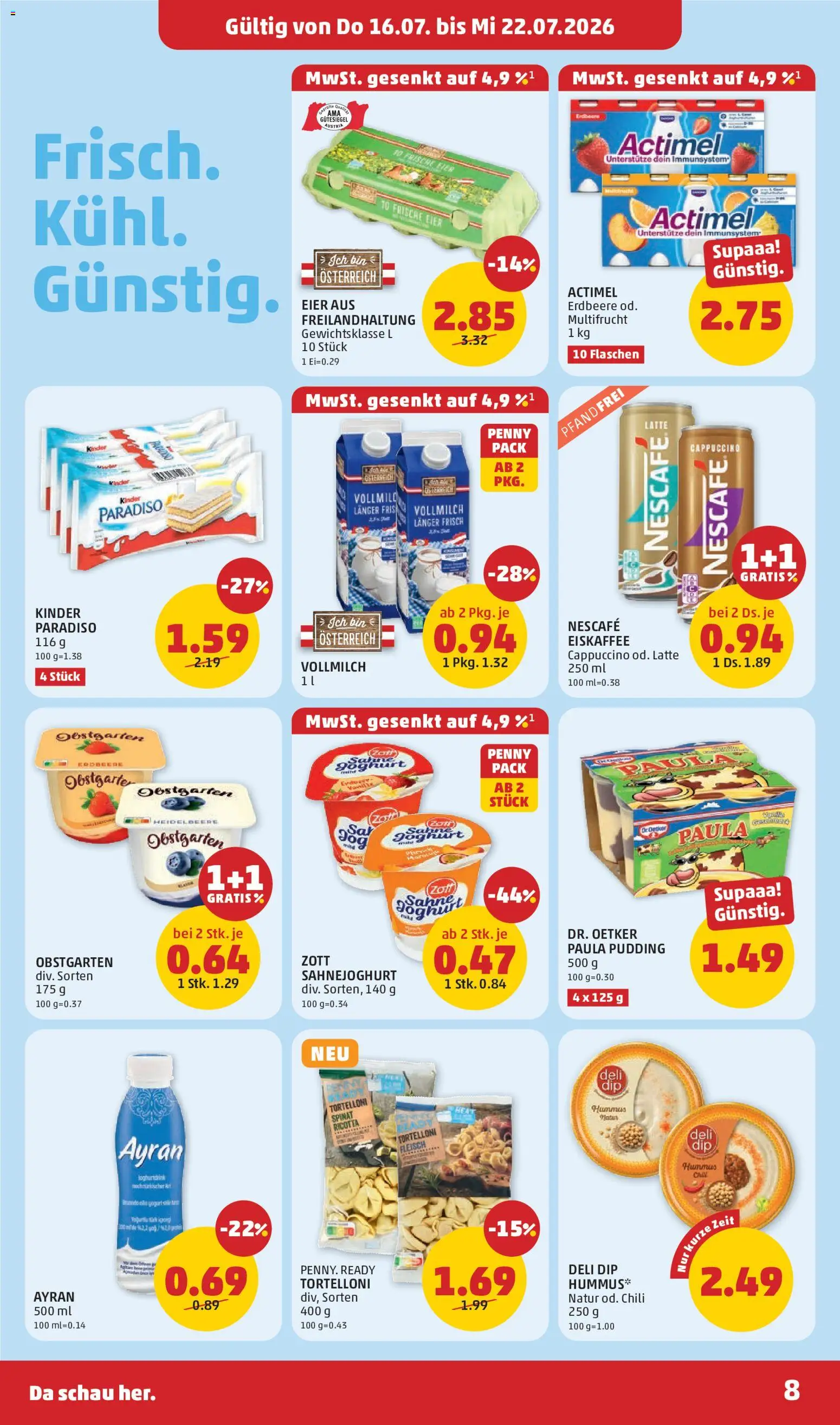 Penny Markt Flugblatt gültig ab 16.07.2026 | Seite: 8 | Produkte: Chili, Eiskaffee, Joghurt, Eier