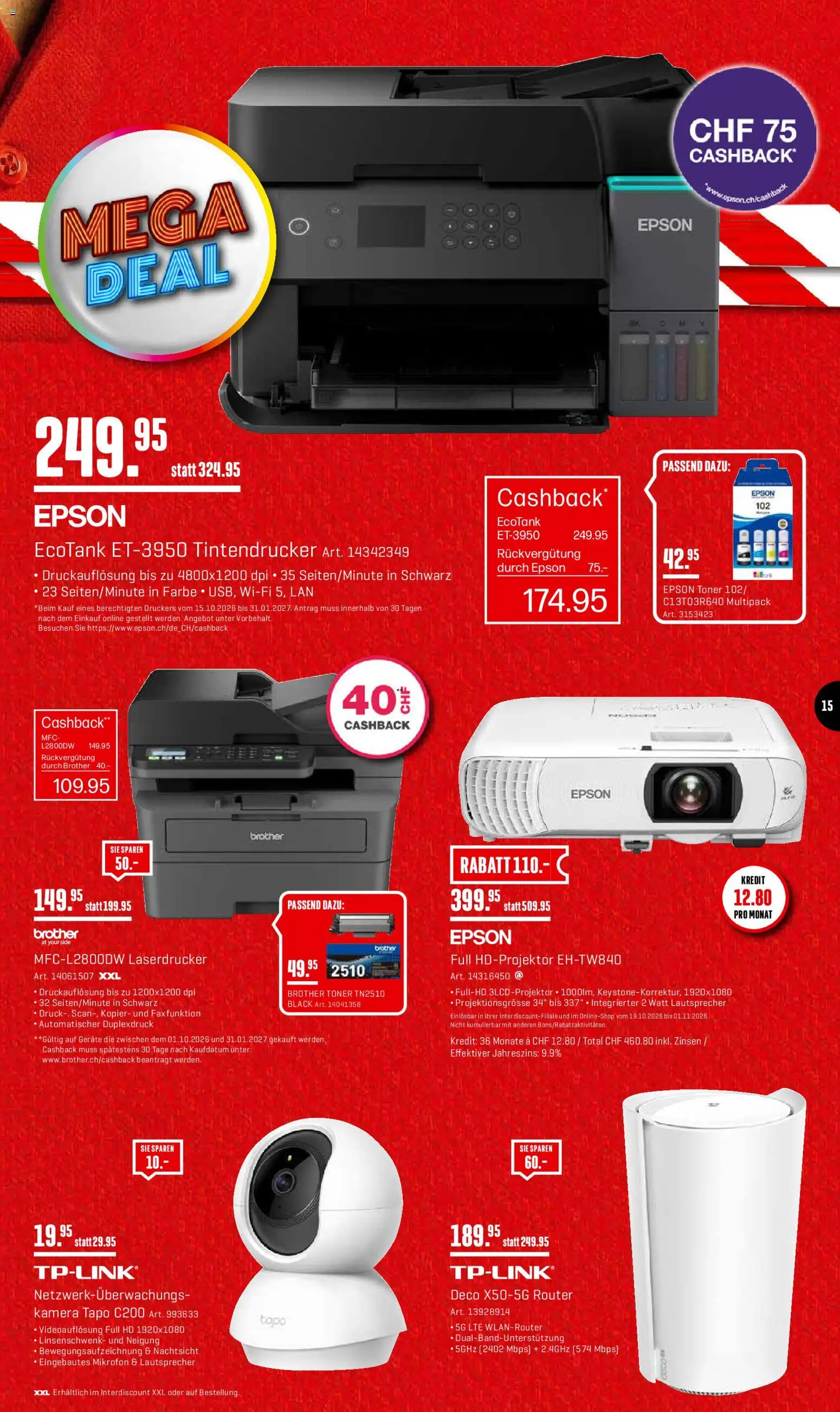 Interdiscount aktionen – gültig ab 19.10.2026 | Seite: 15 | Produkte: Kamera, Mikrofon, Lautsprecher, Epson