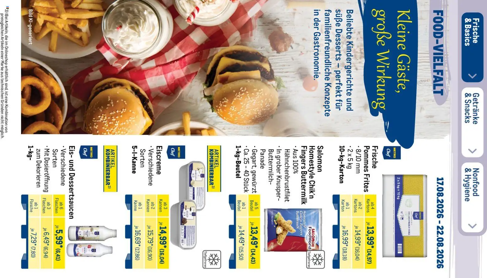 Metro NonFood-Angebote – gültig ab 17.08.2026 | Seite: 49 | Produkte: Buttermilch, Pommes, Pommes frites, Eis