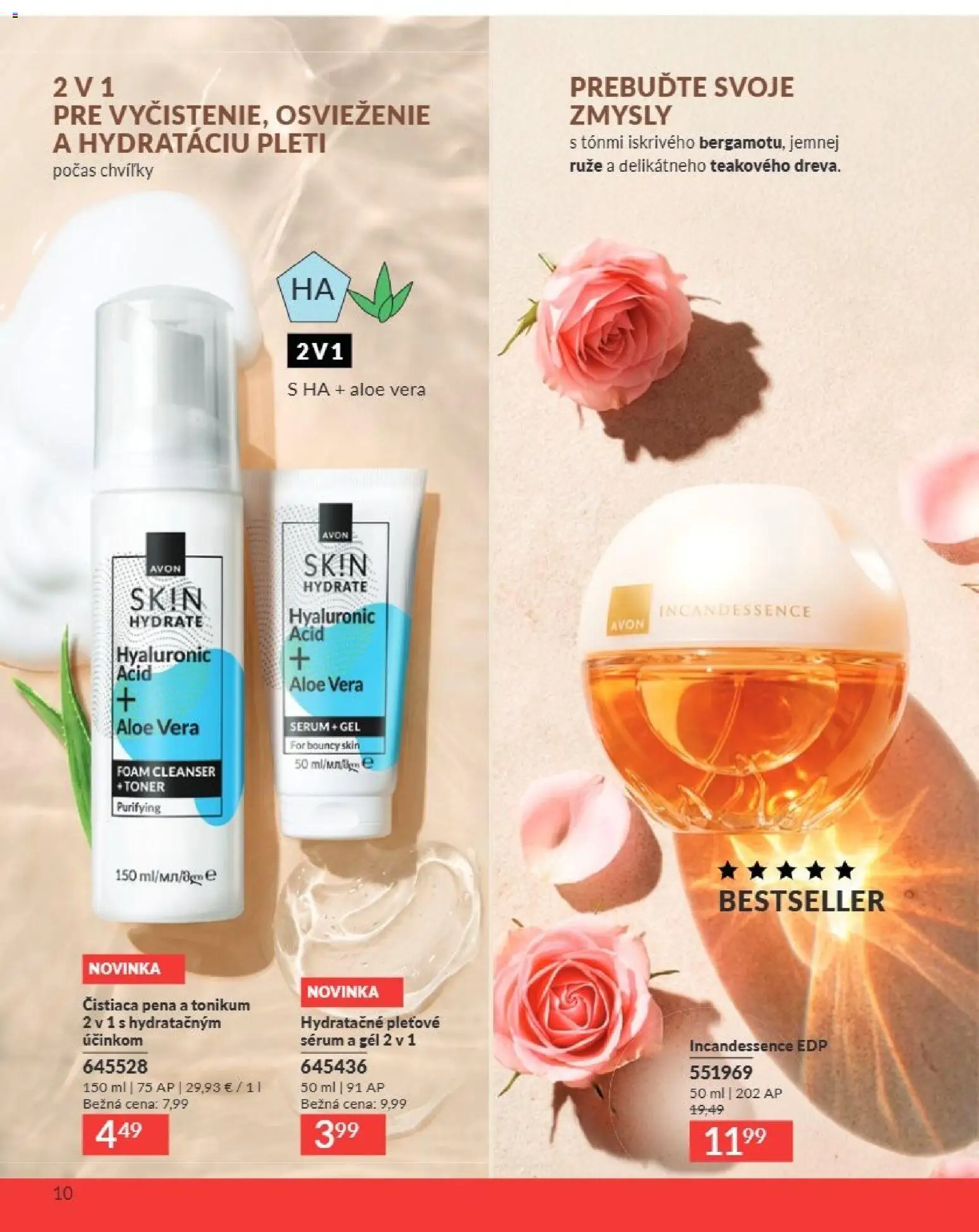 Nové Avon akcie – leták je platný od 01.07.2026 | Strana: 10 | Produkty: Aloe Vera, Ruže, Toner, Pena