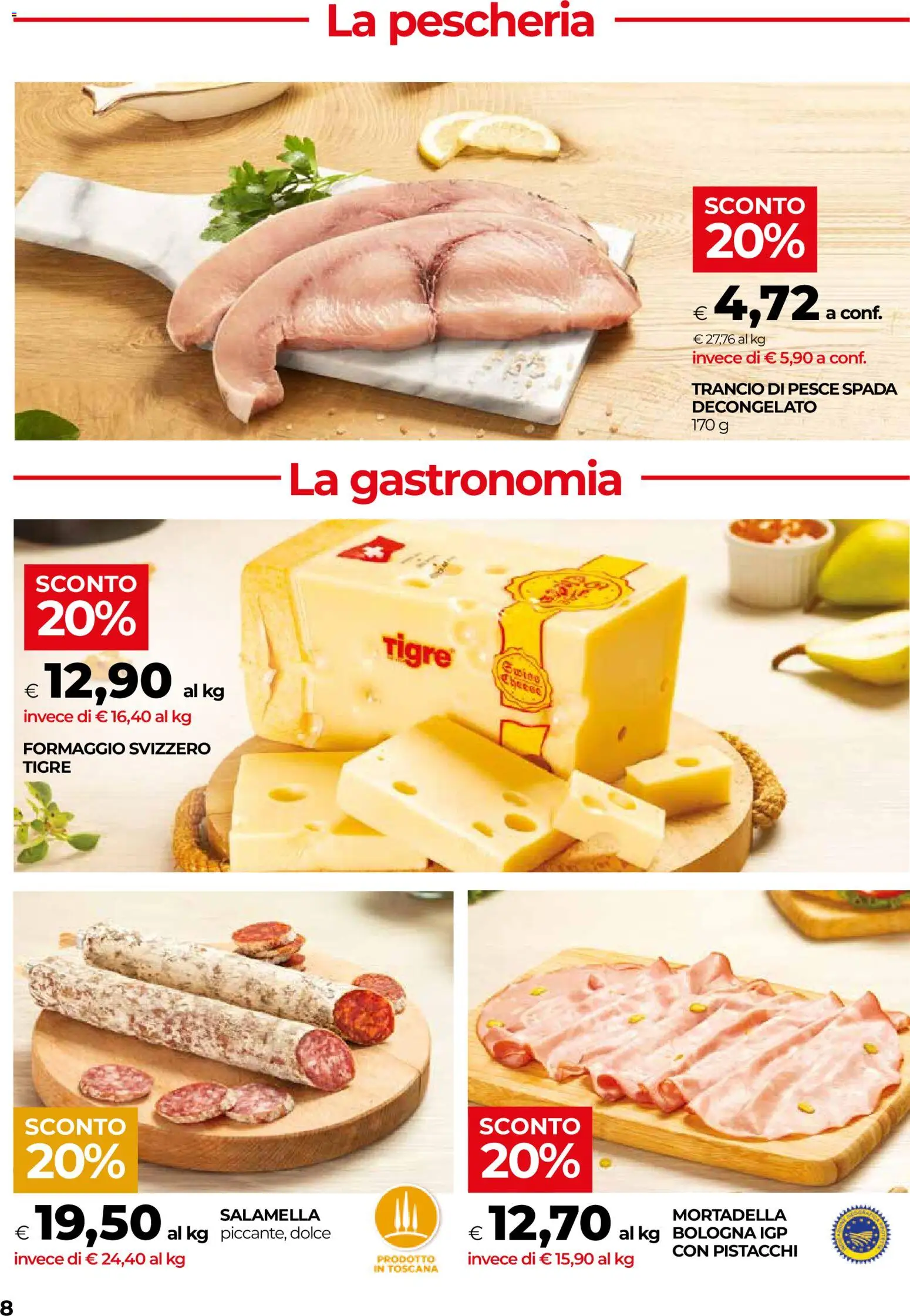 Volantino COOP del 23/07/2026 | Pagina: 8 | Prodotti: Salamella, Pesce, Formaggio, Pesce spada