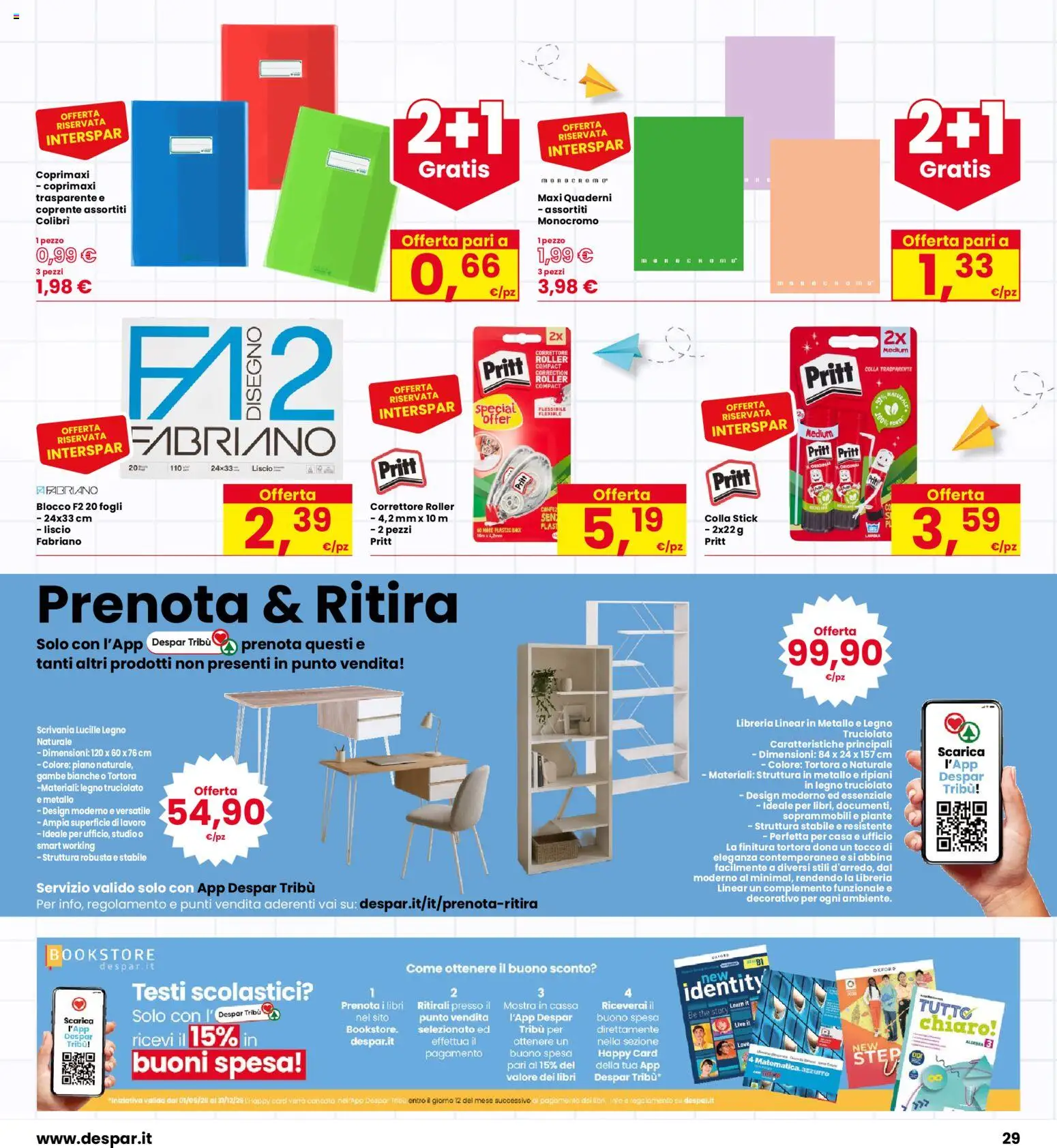 Volantino Eurospar del 13/08/2026 | Pagina: 29 | Prodotti: The, Libreria, Scrivania, Correttore