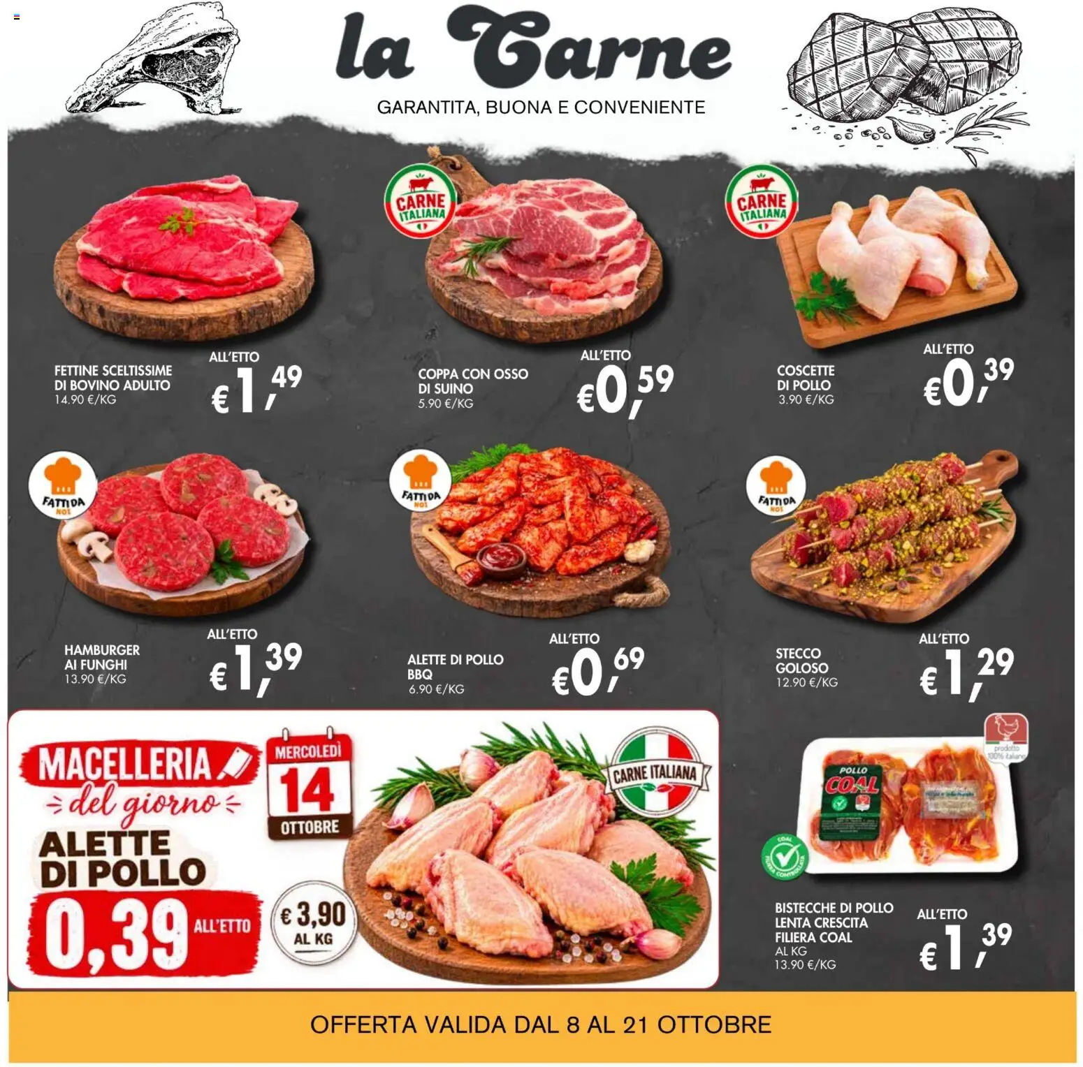 Volantino Coal del 08/10/2026 | Pagina: 8 | Prodotti: Pollo, Funghi, Carne, Hamburger