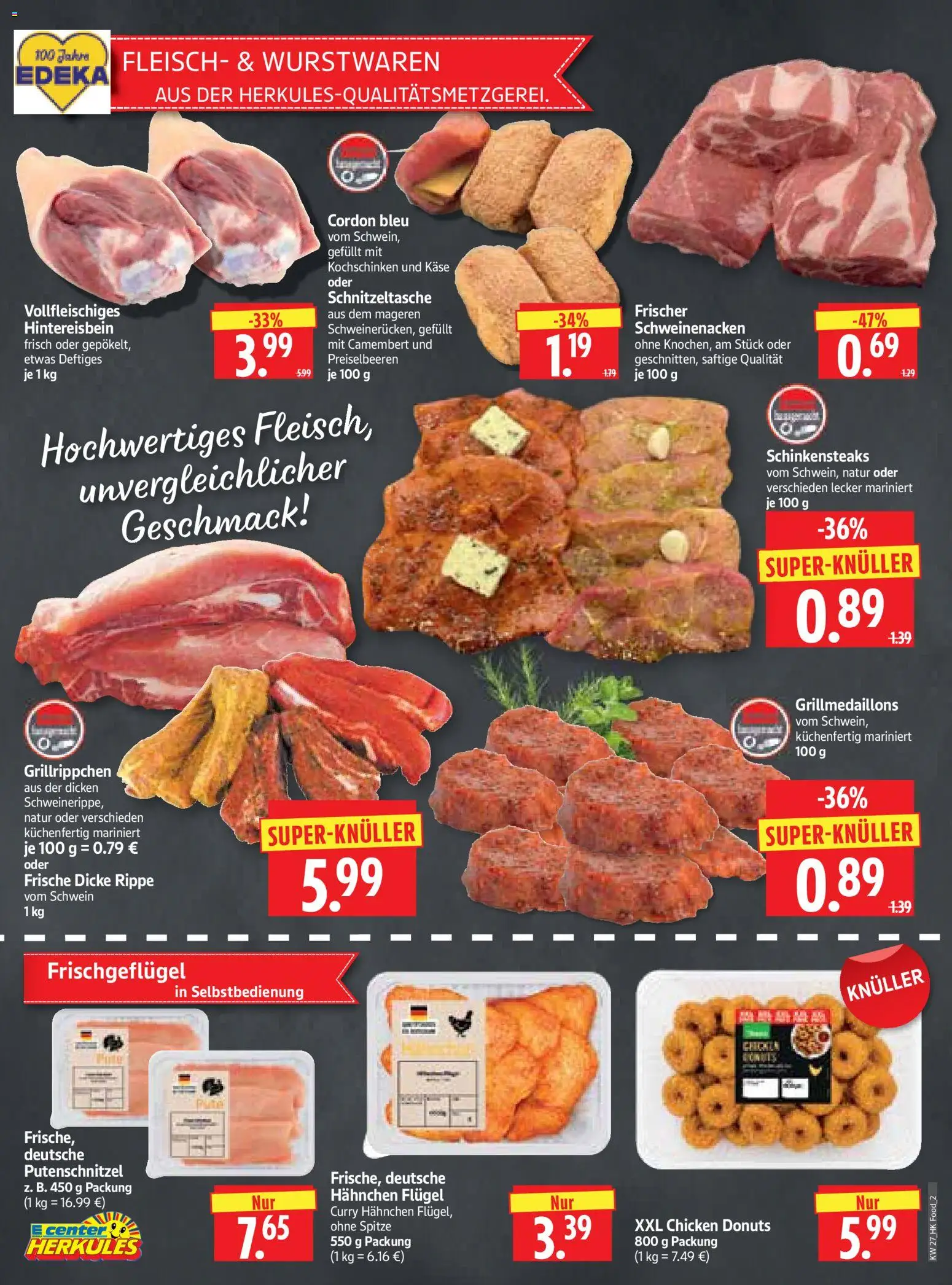 HERKULES Prospekt – gültig ab 29.06.2026 | Seite: 2 | Produkte: Käse, Schweinenacken, Putenschnitzel, Fleisch
