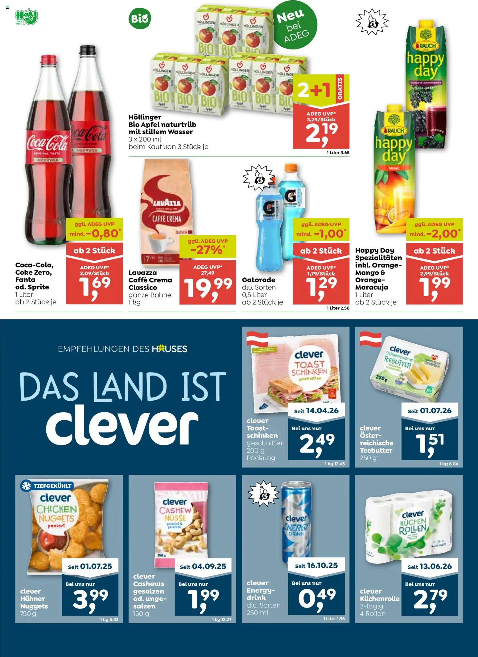 ADEG Flugblatt gültig ab 30.07.2026 | Seite: 6 | Produkte: Wasser, Mango, Schinken, Äpfel