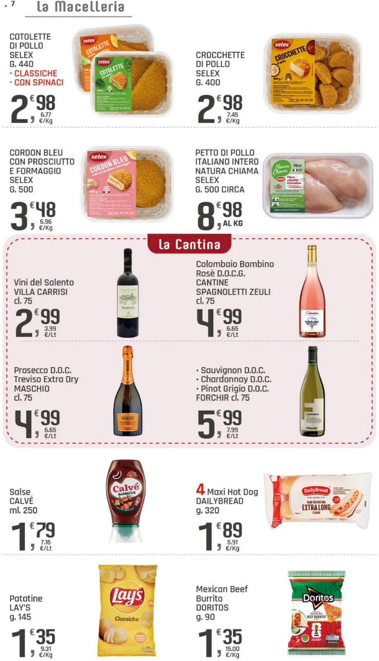 Volantino DOK del 20/08/2026 | Pagina: 7 | Prodotti: Prosciutto, Salse, Cotolette di pollo, Prosecco D.O.C.
