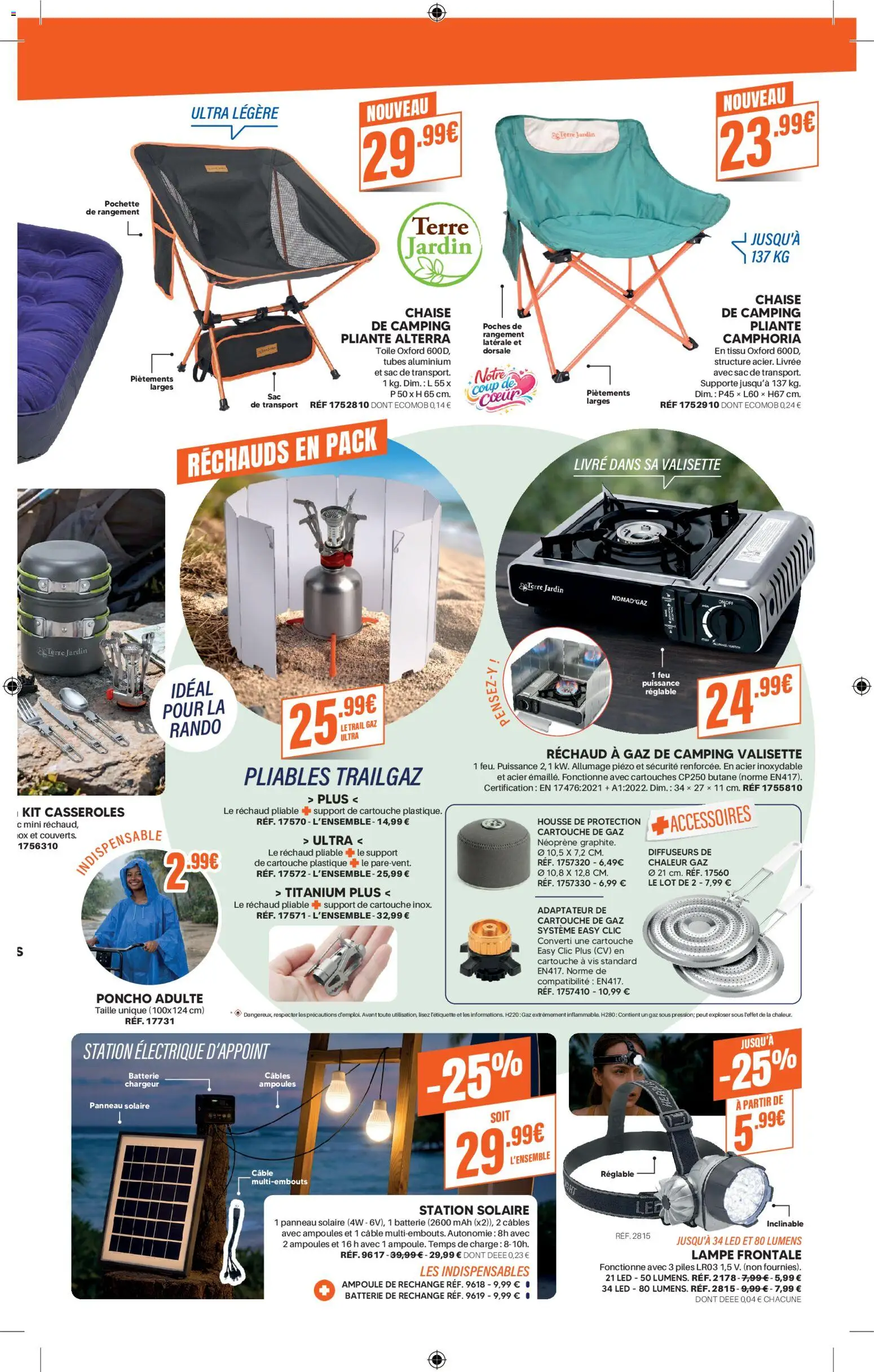 {H1} | Page: 3 | Produits: Chaise, Lampe, Piles, Chaise de camping