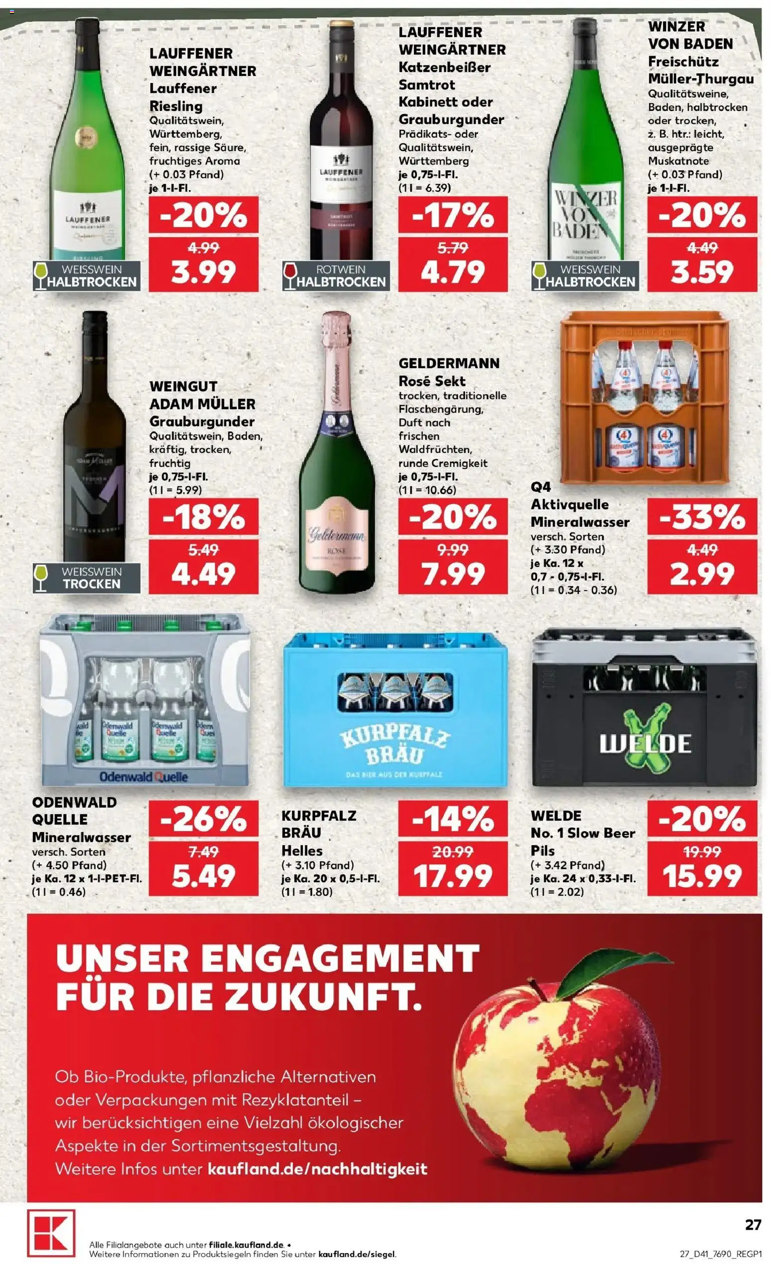Prospekt Kaufland ab 08.10.2026 » Angebote Online zum Blättern | Seite: 27 | Produkte: Weißwein, Pils, Duft, Mineralwasser