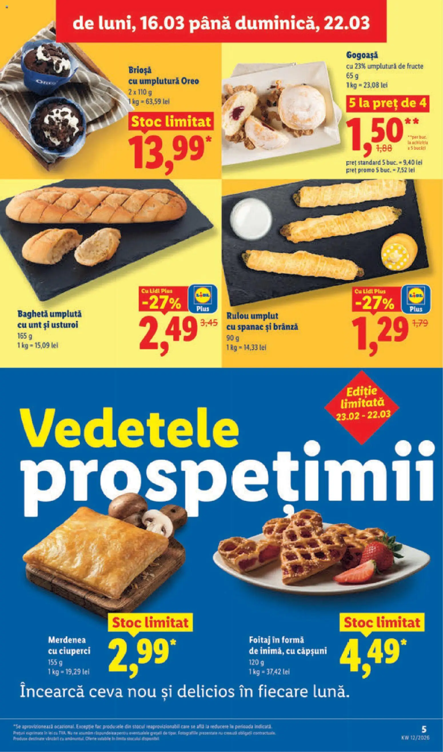Noul catalog Lidl – valabil de la 16.03.2026 | Pagină: 5 | Produse: Unt, Brânză, Căpșuni, Fructe