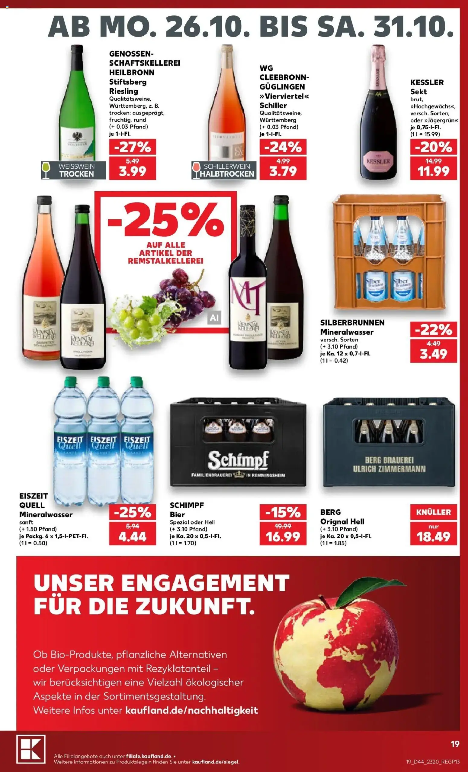 Prospekt Kaufland ab 26.10.2026 » Angebote Online zum Blättern | Seite: 23 | Produkte: Bier, Weißwein, Sekt, Mineralwasser