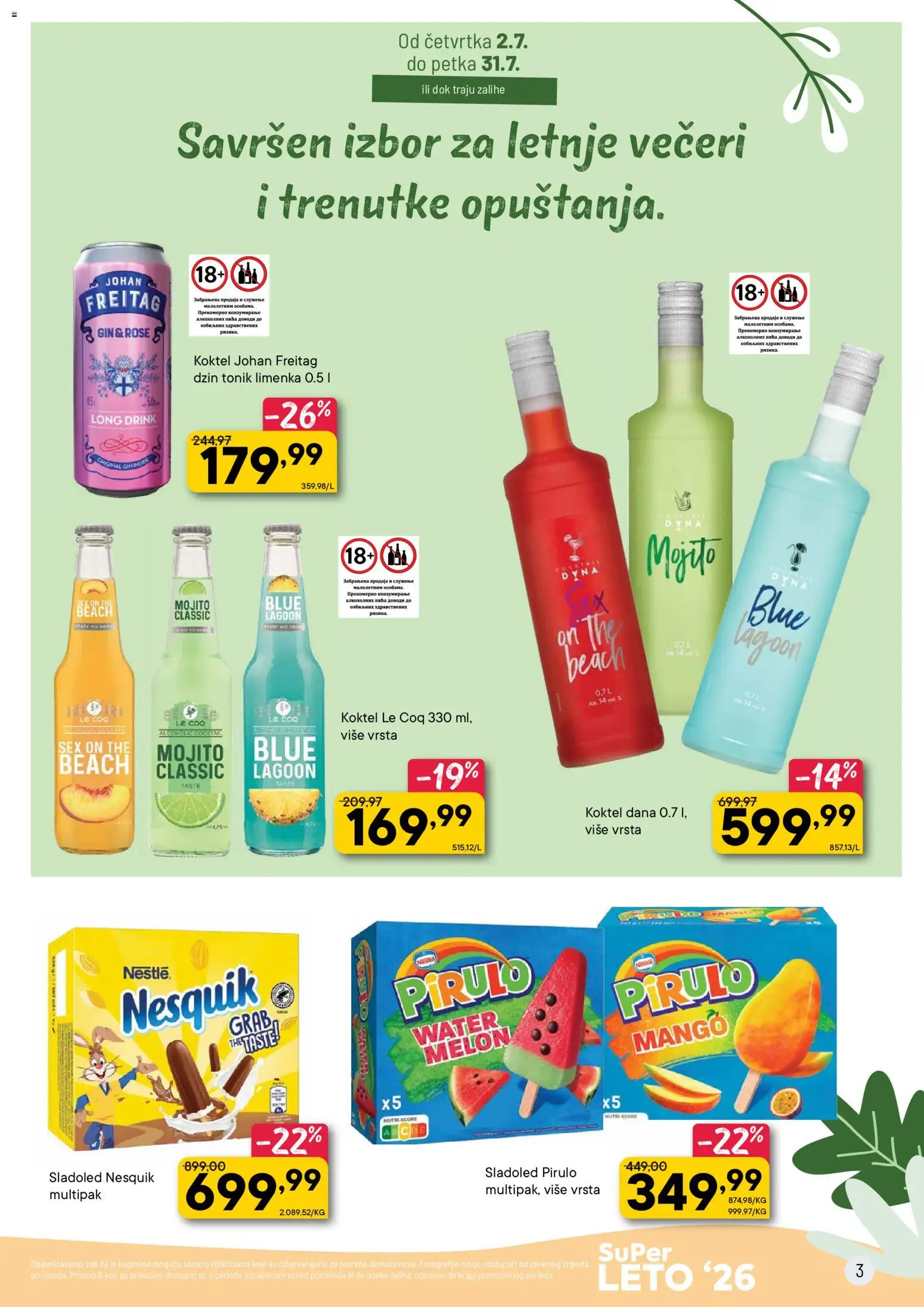 PerSu katalog - važi od 02.07.2026 | Strana: 3 | Proizvode: Džin, Sladoled, Mango, Tonik